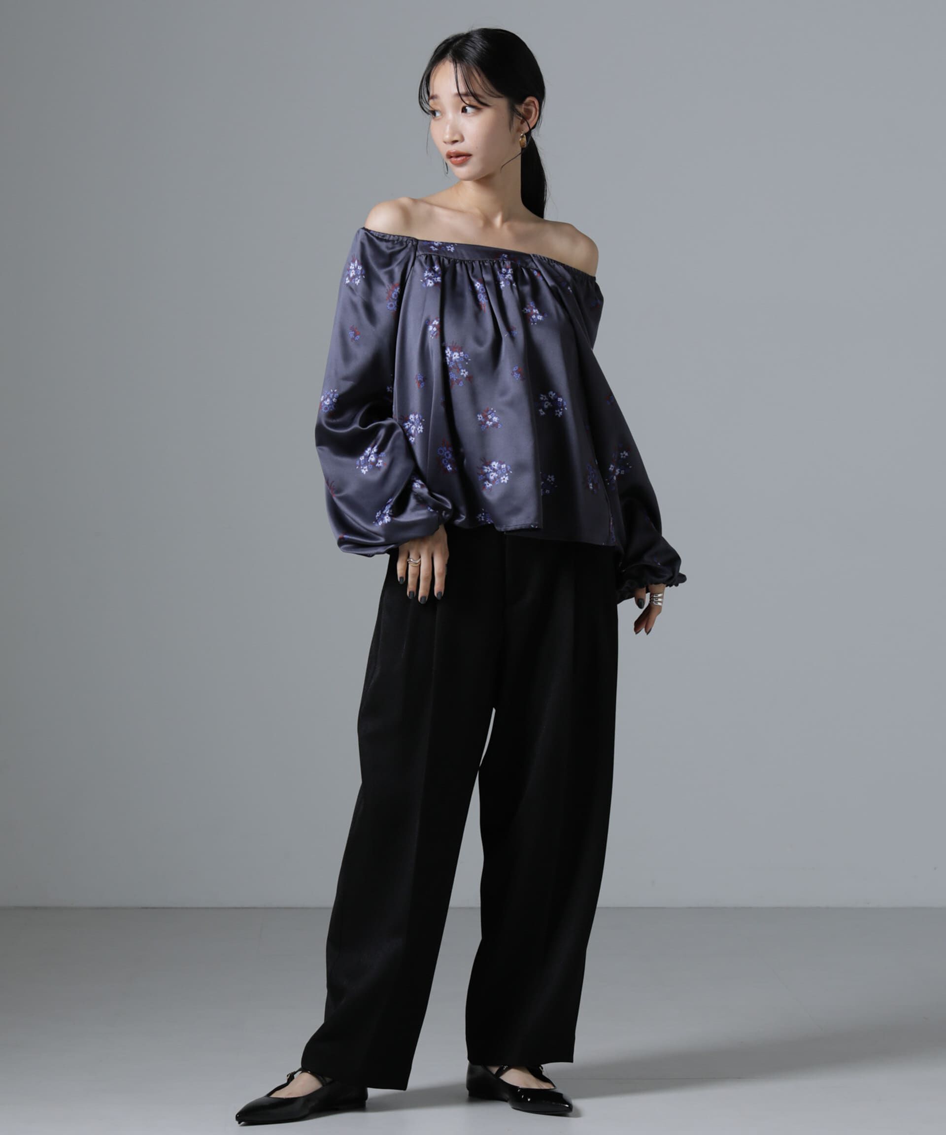 nano･universe「オフショル2WAYフラワープリントブラウス」|シャツ・ブラウス|