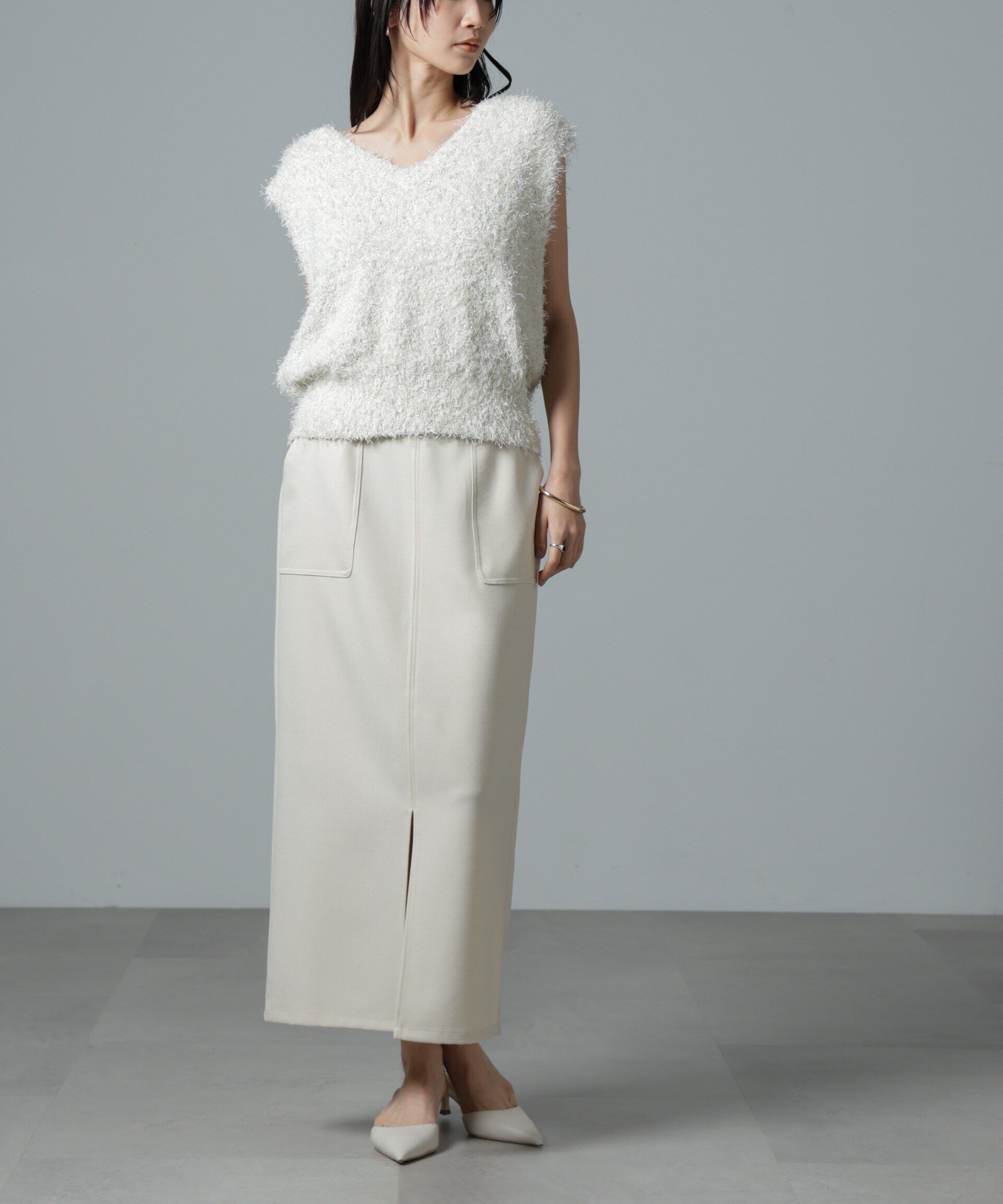 nano･universe「フロントスリットタイトナロースカート」|スカート|