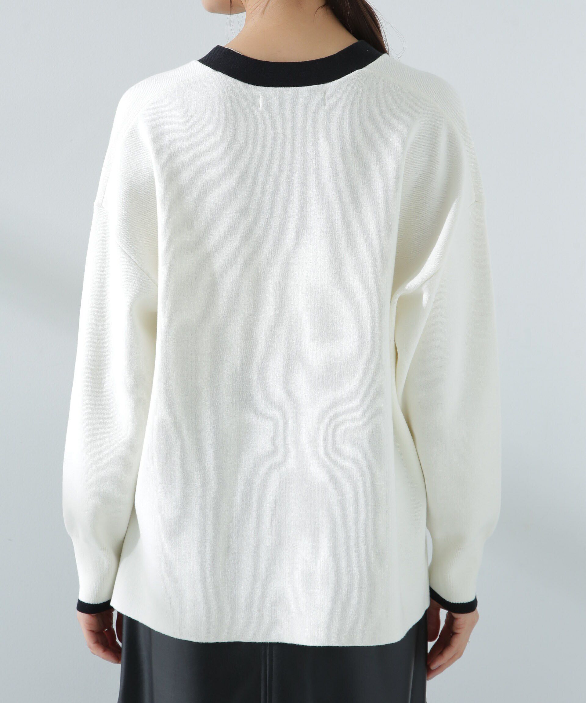 nano･universe「バイカラースムースカーディガン」|ニット・セーター|