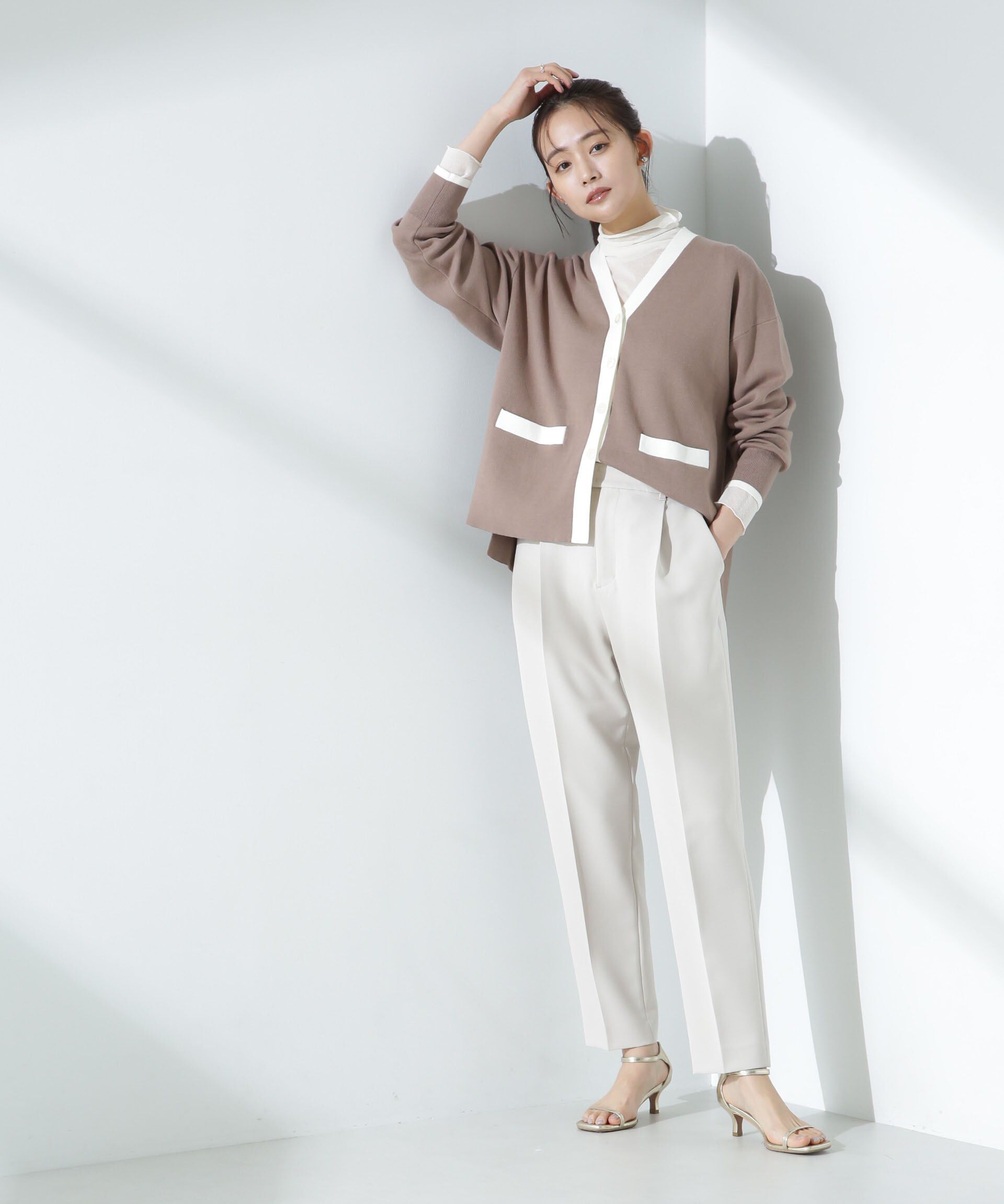 nano･universe「バイカラースムースカーディガン」|ニット・セーター|