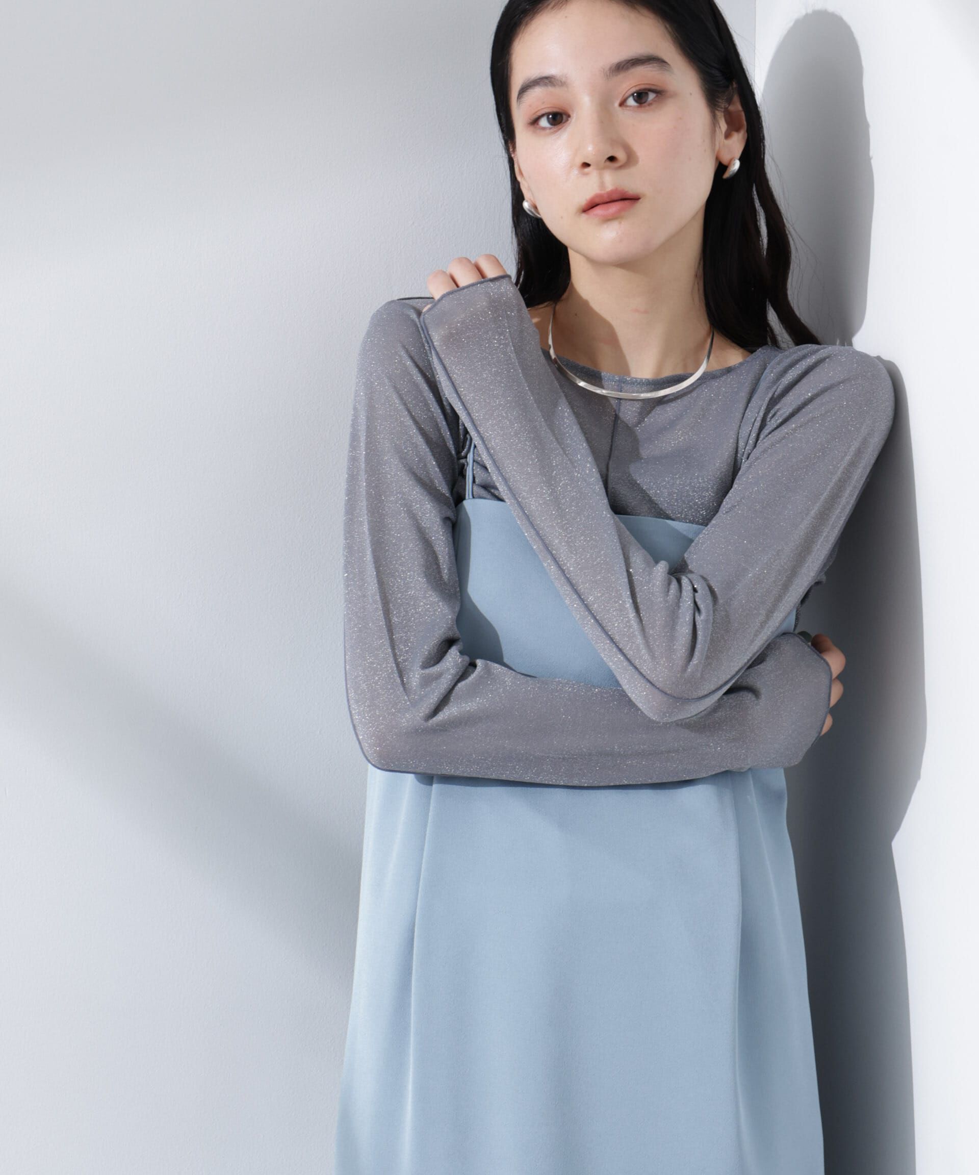 nano･universe「ラメシアーカットトップス」|Tシャツ・カットソー|グレー