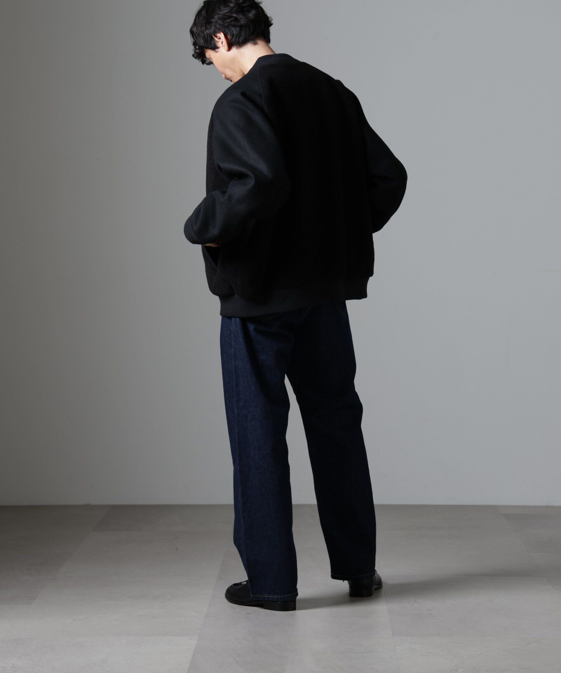 nano･universe「ブークレーパネルバーシティージャケット」|ブルゾン・スタジャン|