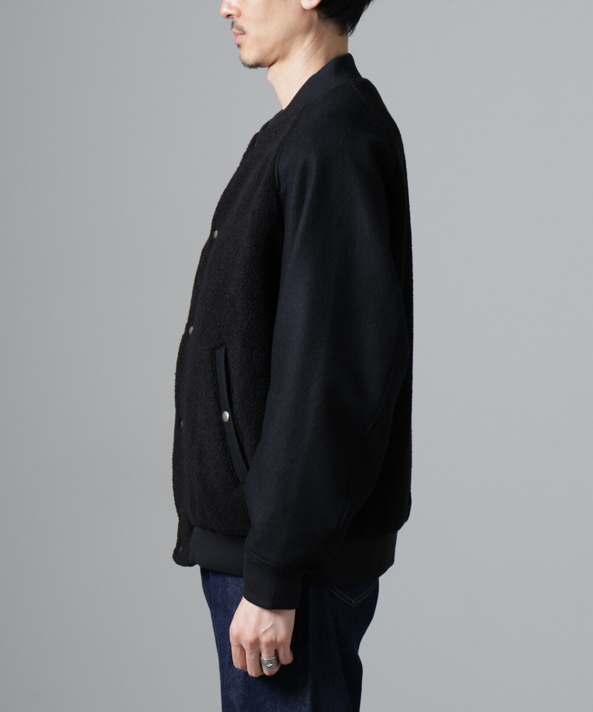 nano･universe「ブークレーパネルバーシティージャケット」|ブルゾン・スタジャン|