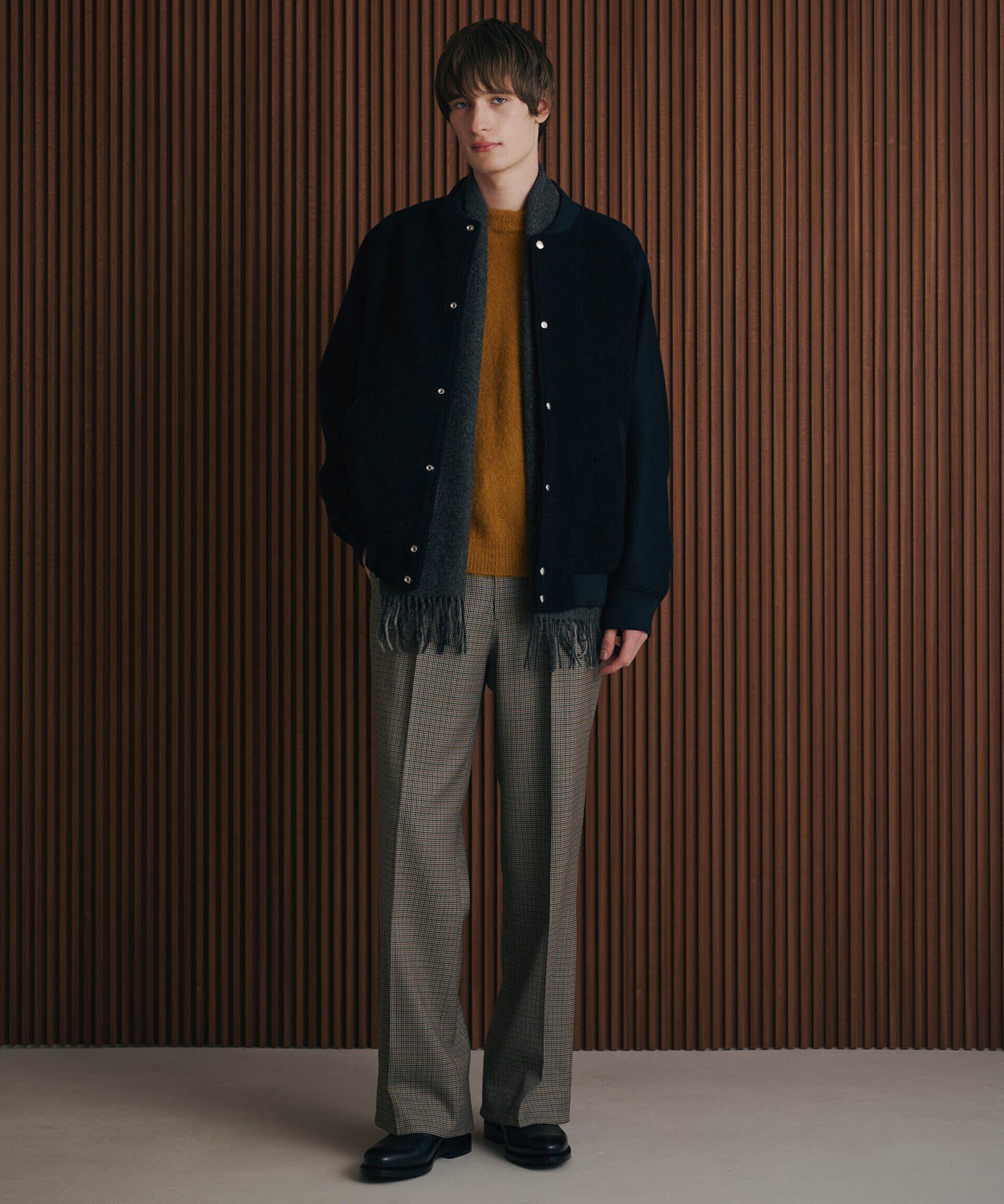 nano･universe「ブークレーパネルバーシティージャケット」|ブルゾン・スタジャン|