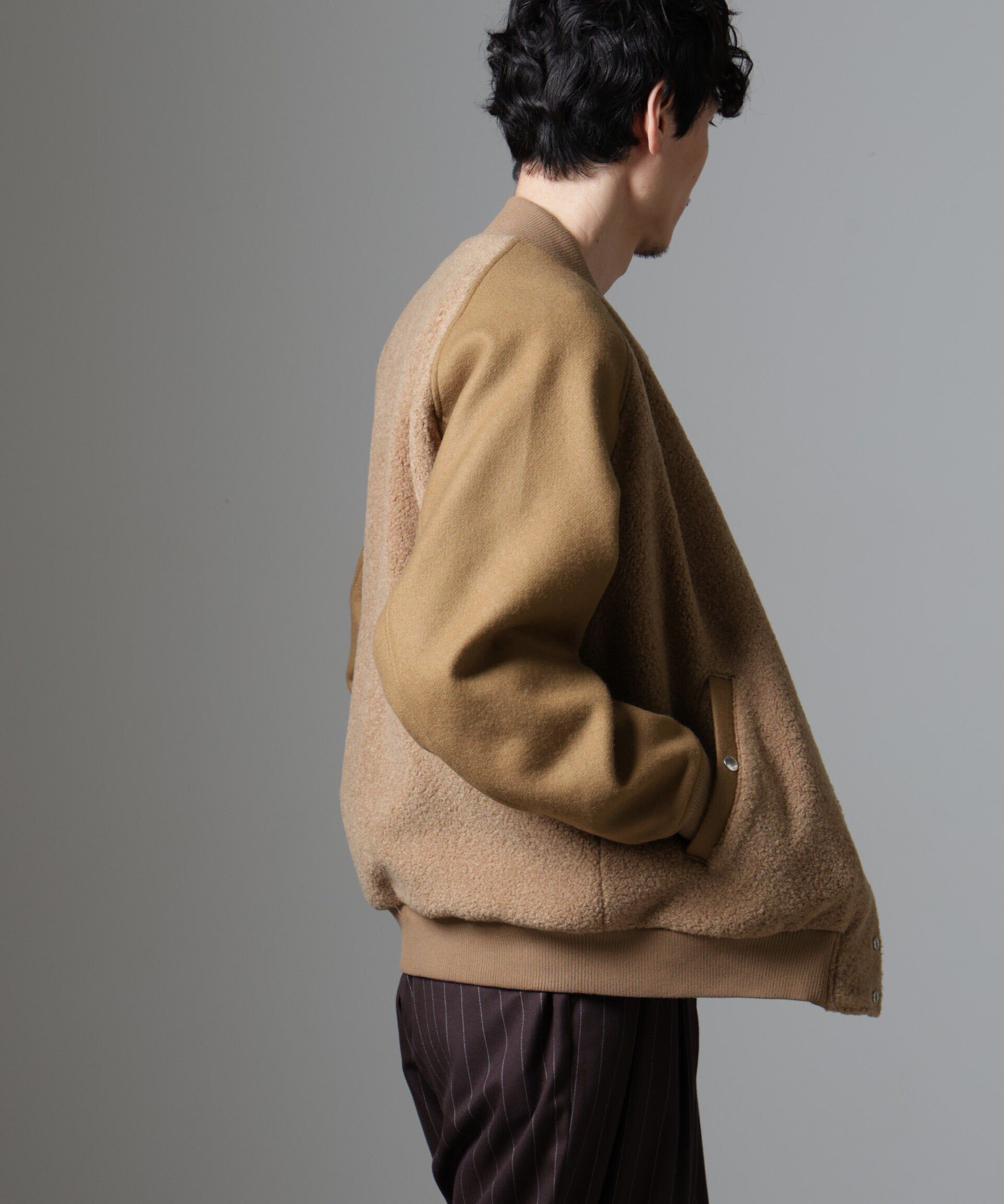 nano･universe「ブークレーパネルバーシティージャケット」|ブルゾン・スタジャン|