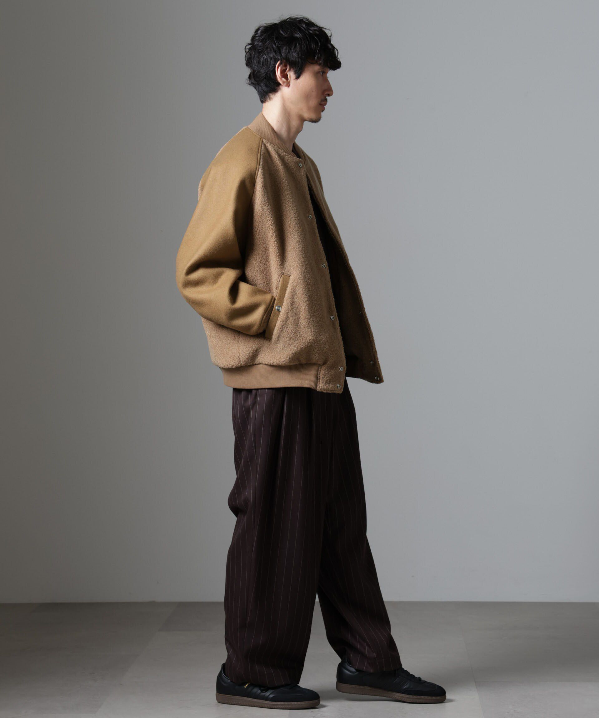 nano･universe「ブークレーパネルバーシティージャケット」|ブルゾン・スタジャン|