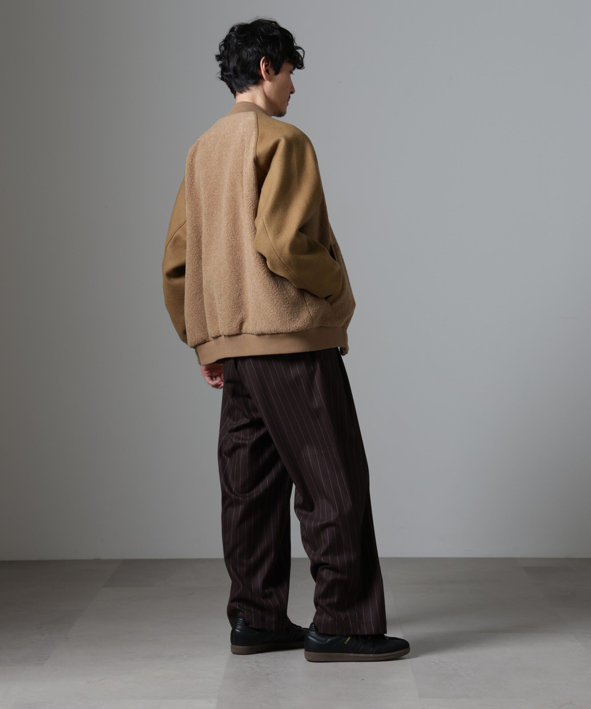 nano･universe「ブークレーパネルバーシティージャケット」|ブルゾン・スタジャン|