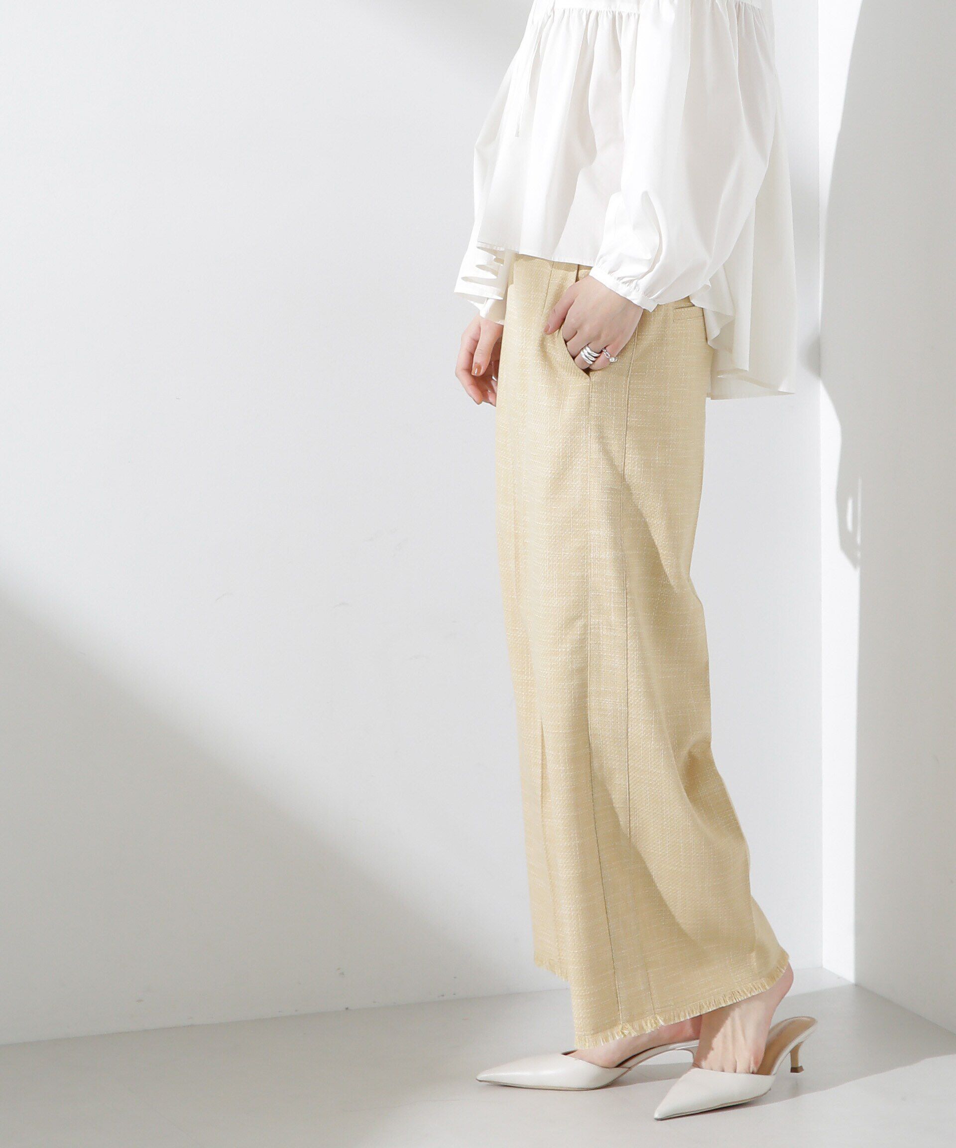 nano･universe「サイドラインフリンジパンツ」|チノ|