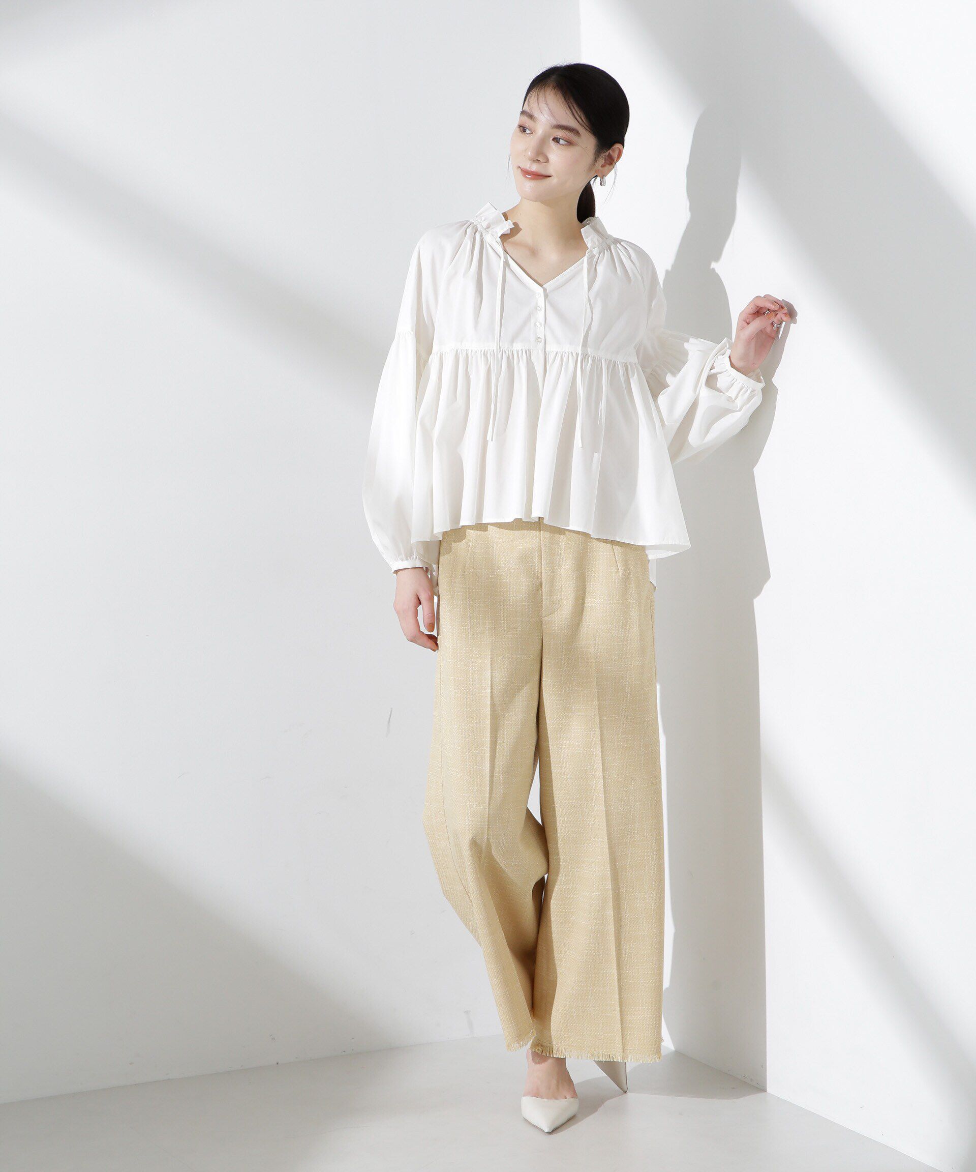 nano･universe「サイドラインフリンジパンツ」|チノ|