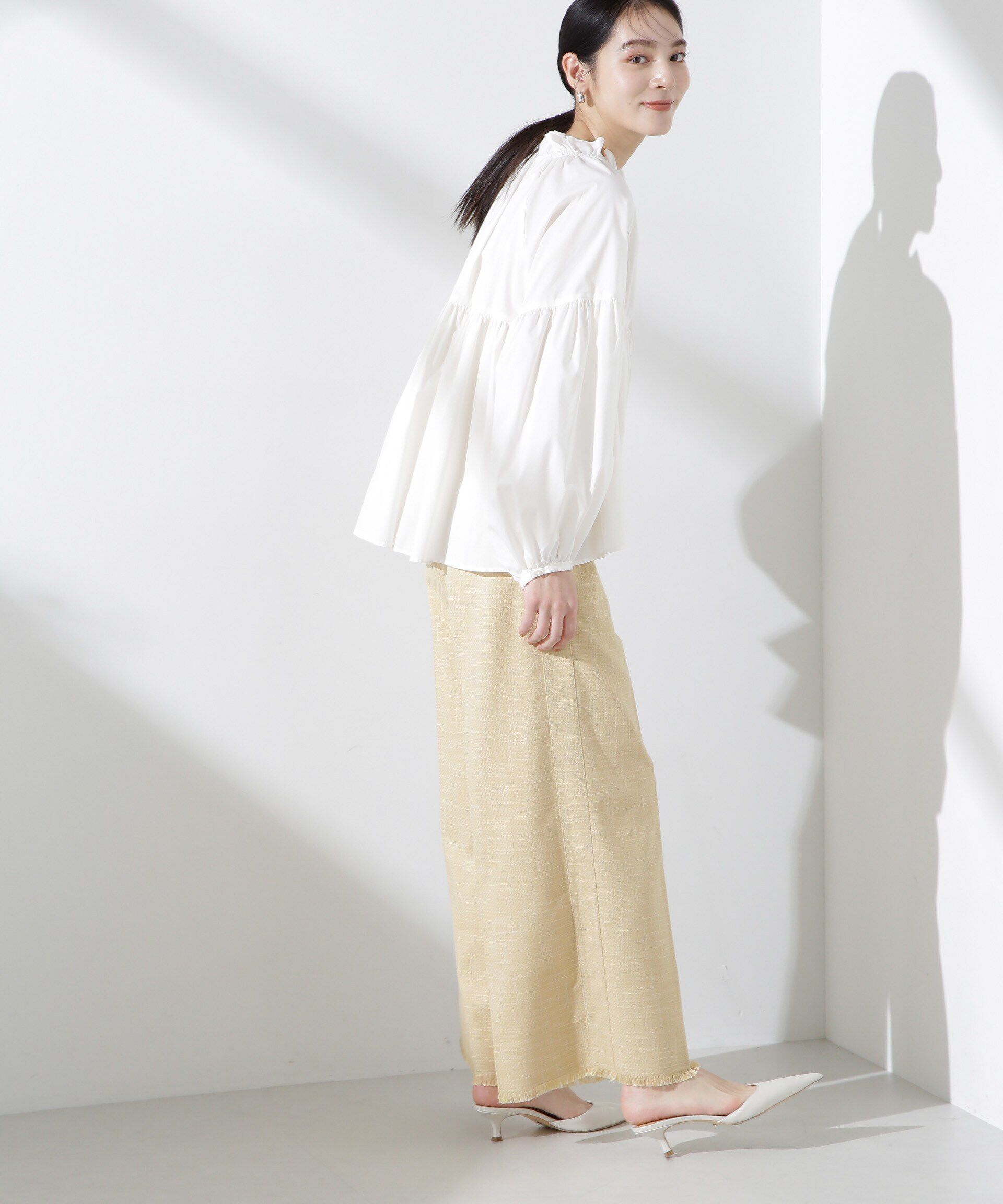 nano･universe「サイドラインフリンジパンツ」|チノ|