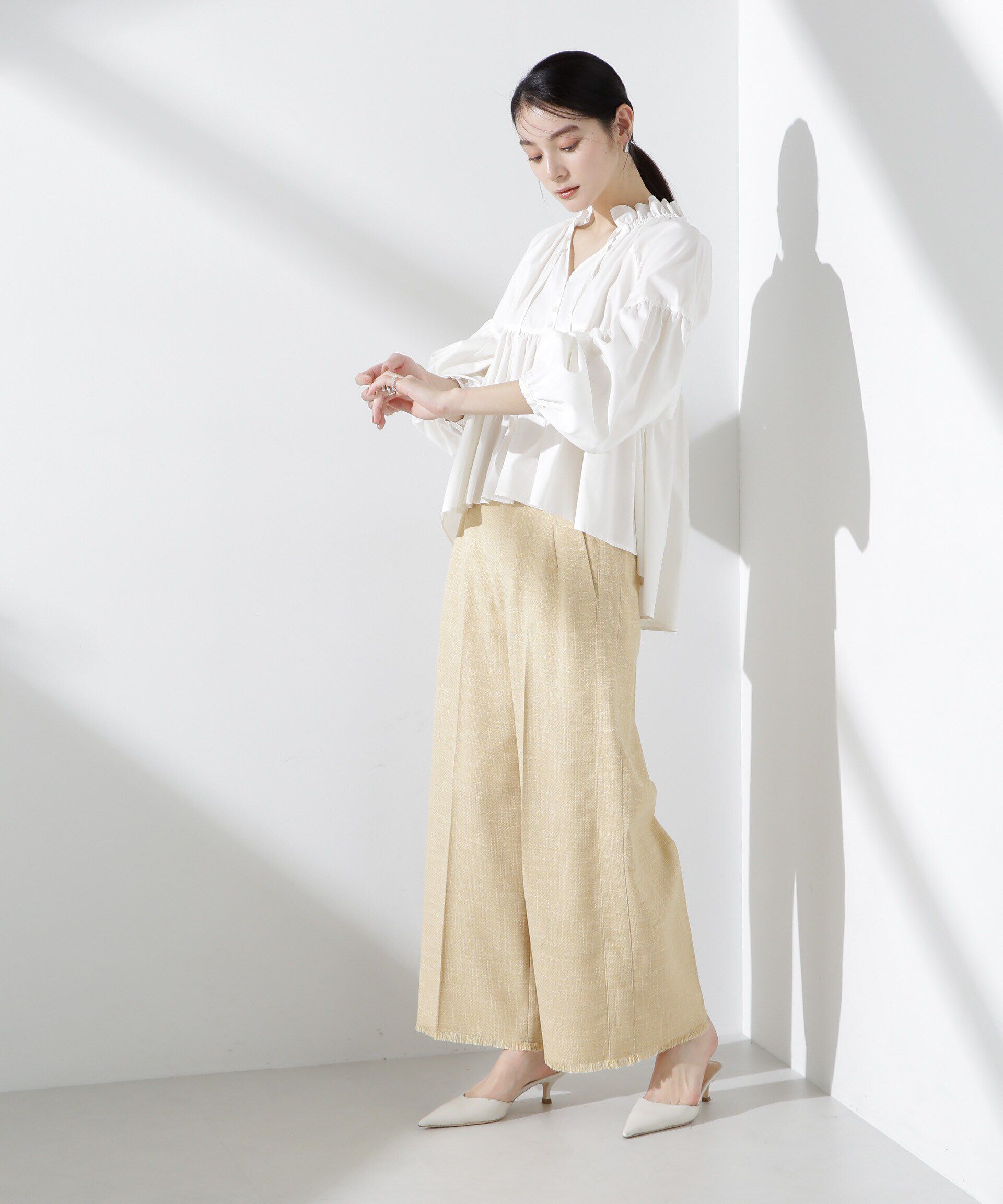 nano･universe「サイドラインフリンジパンツ」|チノ|