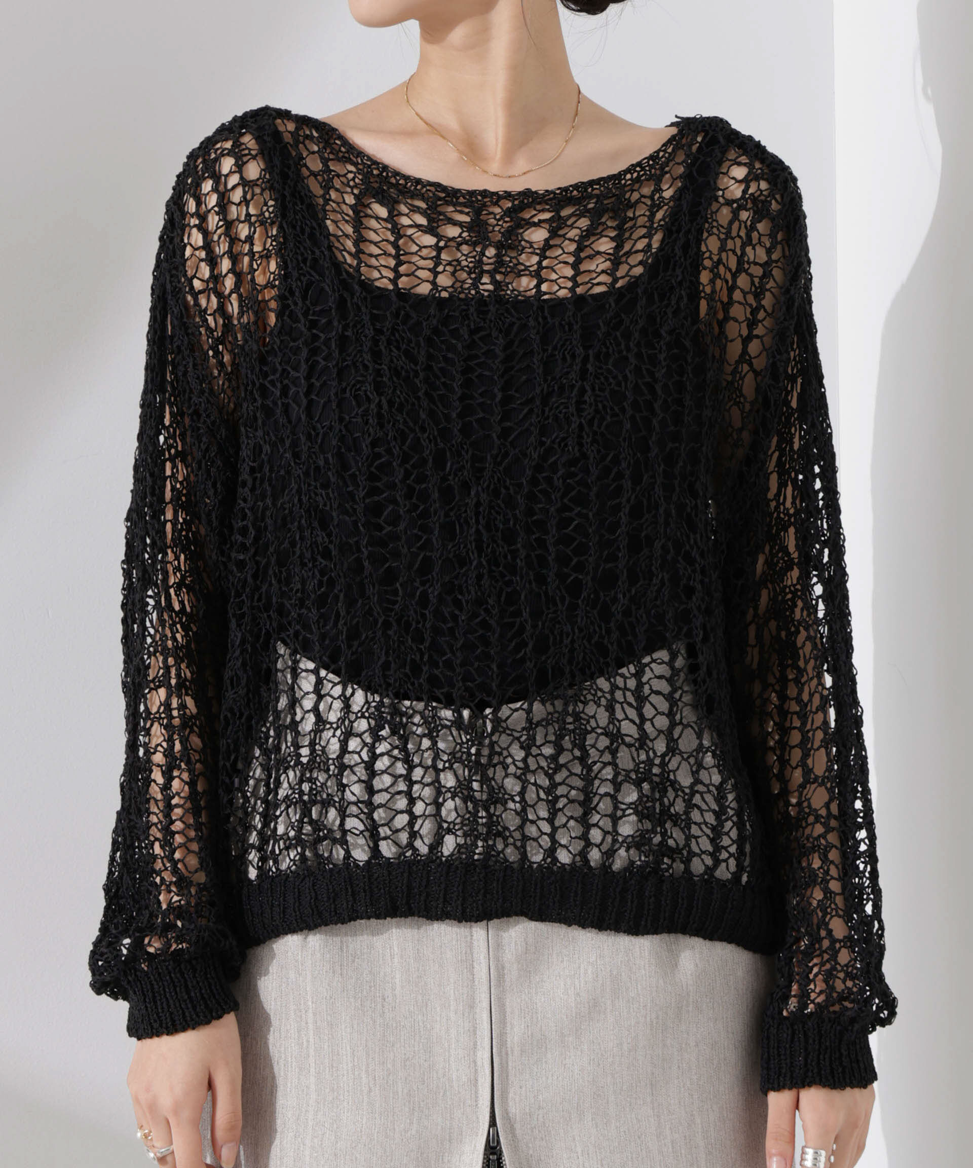 nano･universe「テープヤーンメッシュニットトップス」|ニット・セーター|