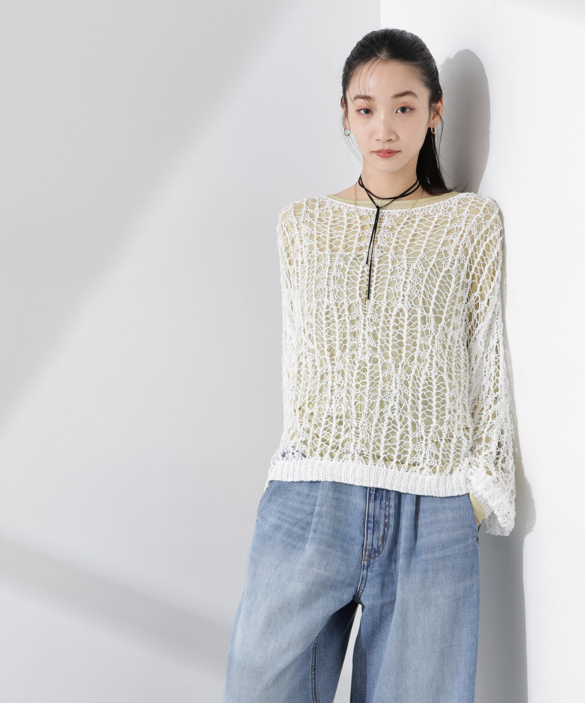 nano･universe「テープヤーンメッシュニットトップス」|ニット・セーター|