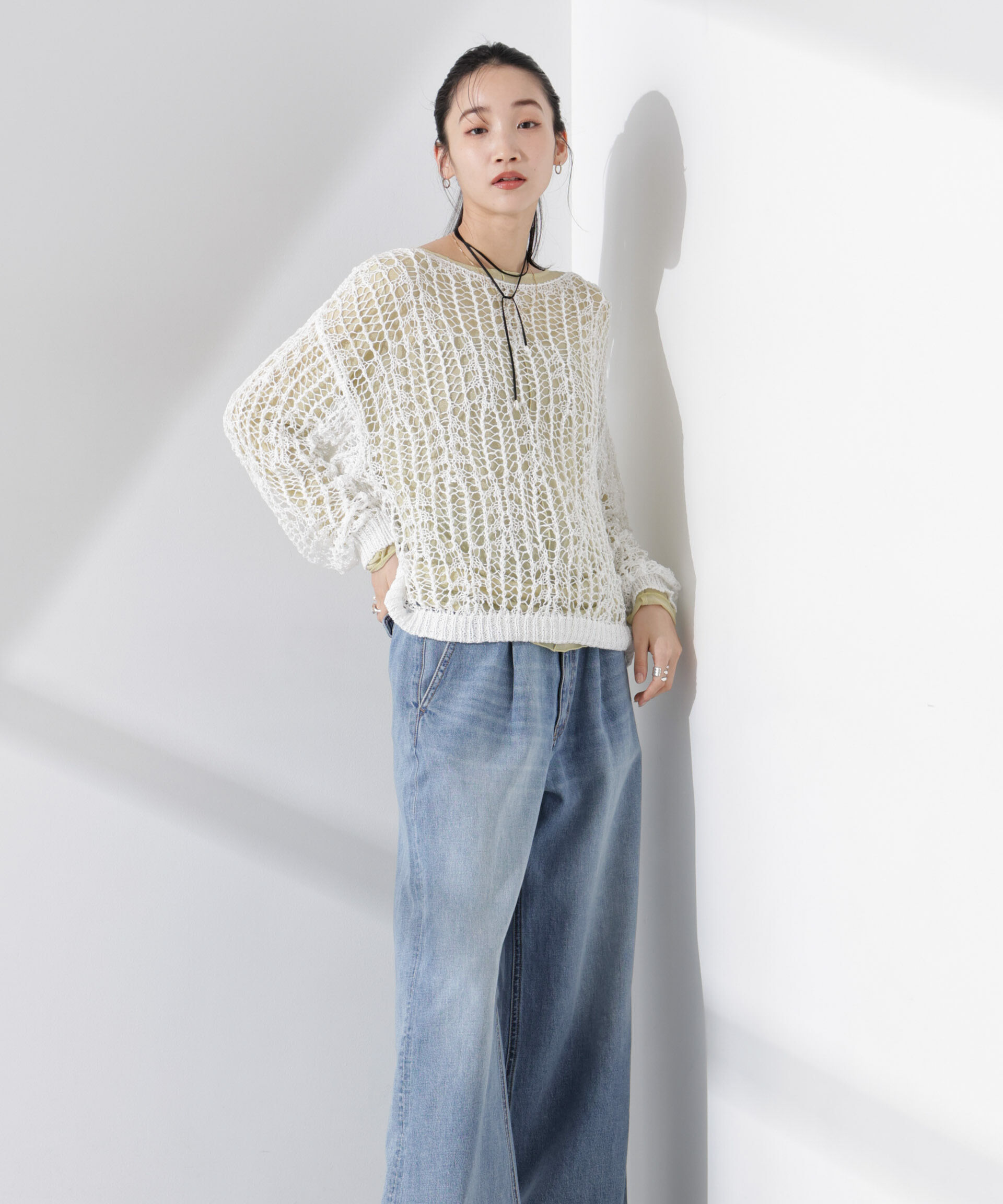 nano･universe「テープヤーンメッシュニットトップス」|ニット・セーター|