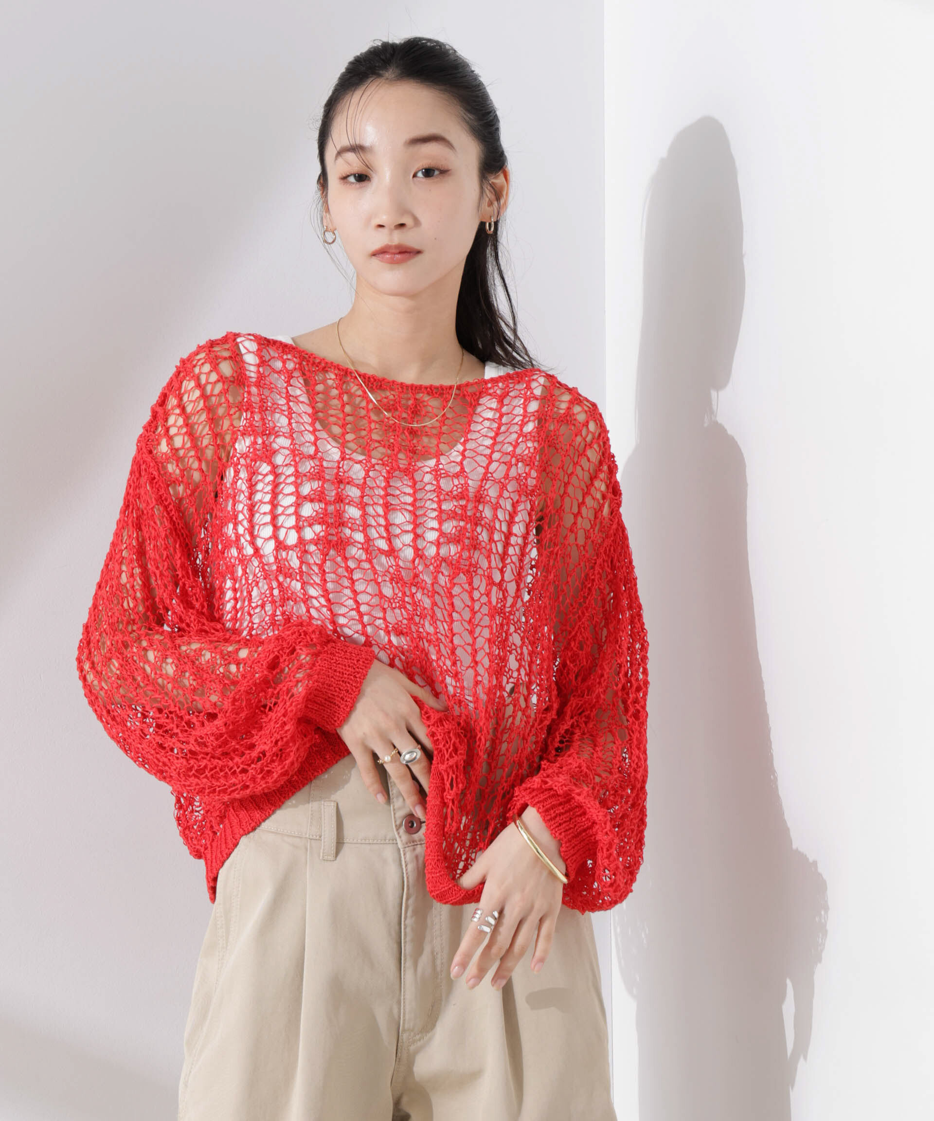 nano･universe「テープヤーンメッシュニットトップス」|ニット・セーター|