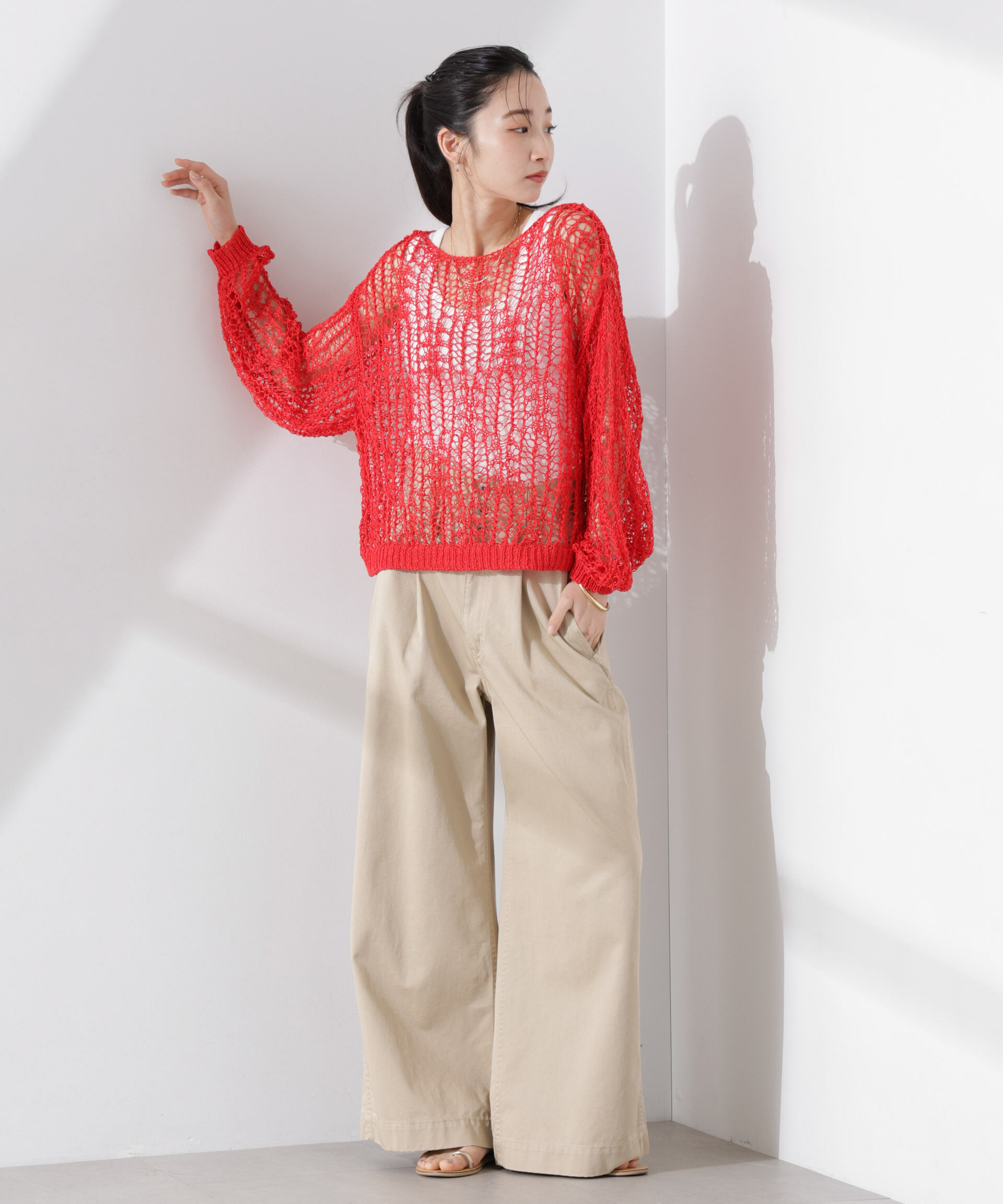 nano･universe「テープヤーンメッシュニットトップス」|ニット・セーター|