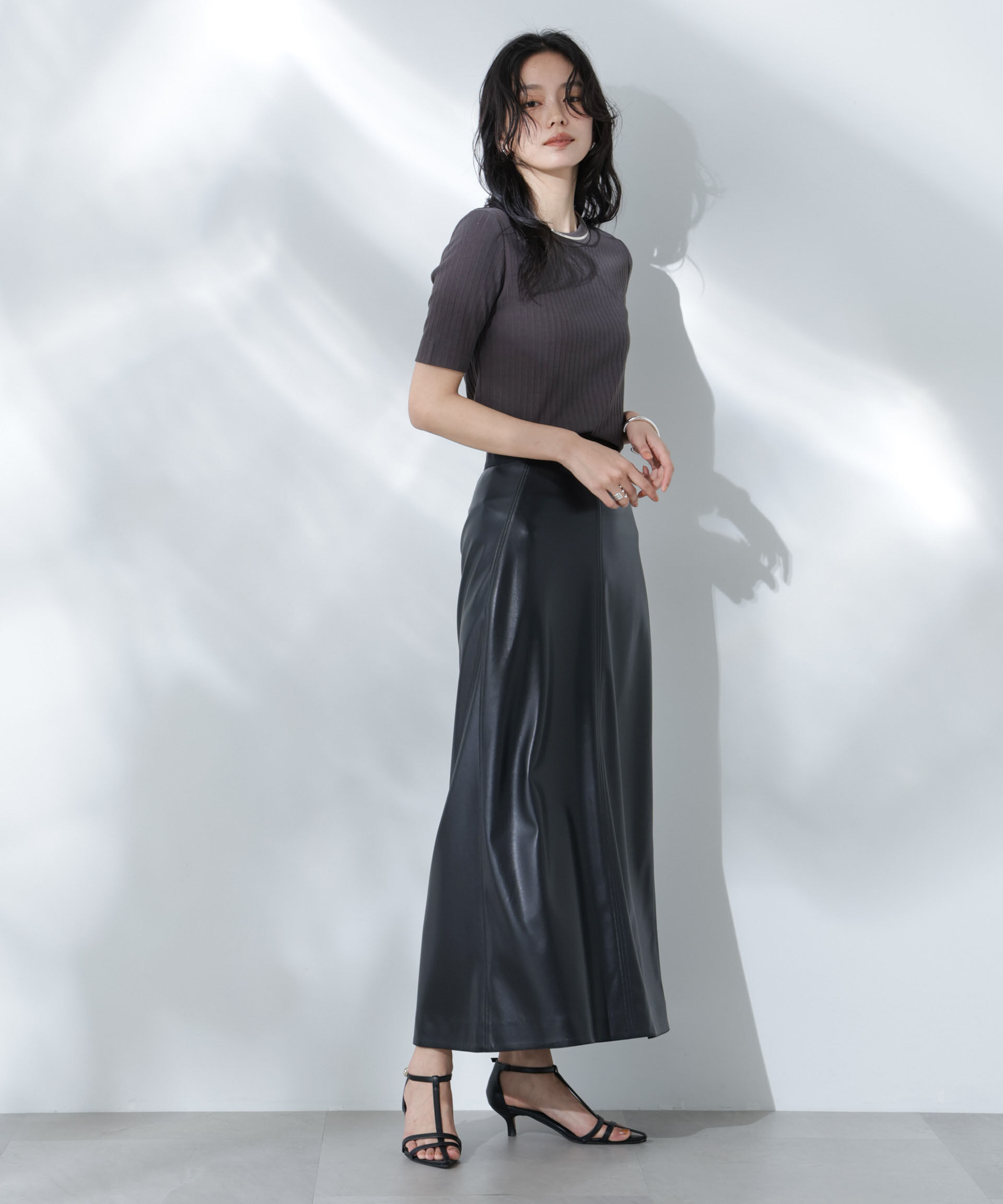 nano･universe「Anti Soaked(R) 汗染み防止クルーネックリブTシャツ」|Tシャツ・カットソー|