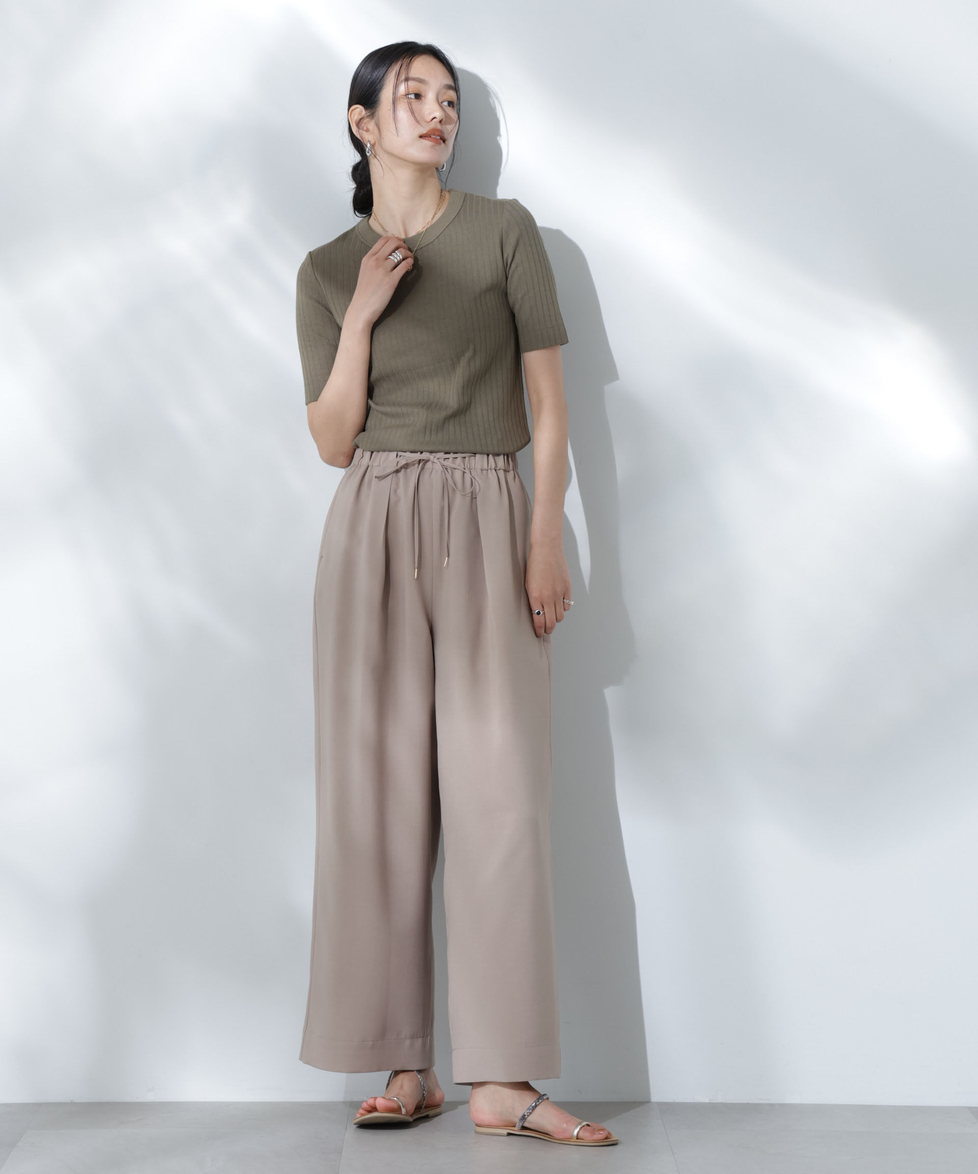 nano･universe「Anti Soaked(R) 汗染み防止クルーネックリブTシャツ」|Tシャツ・カットソー|