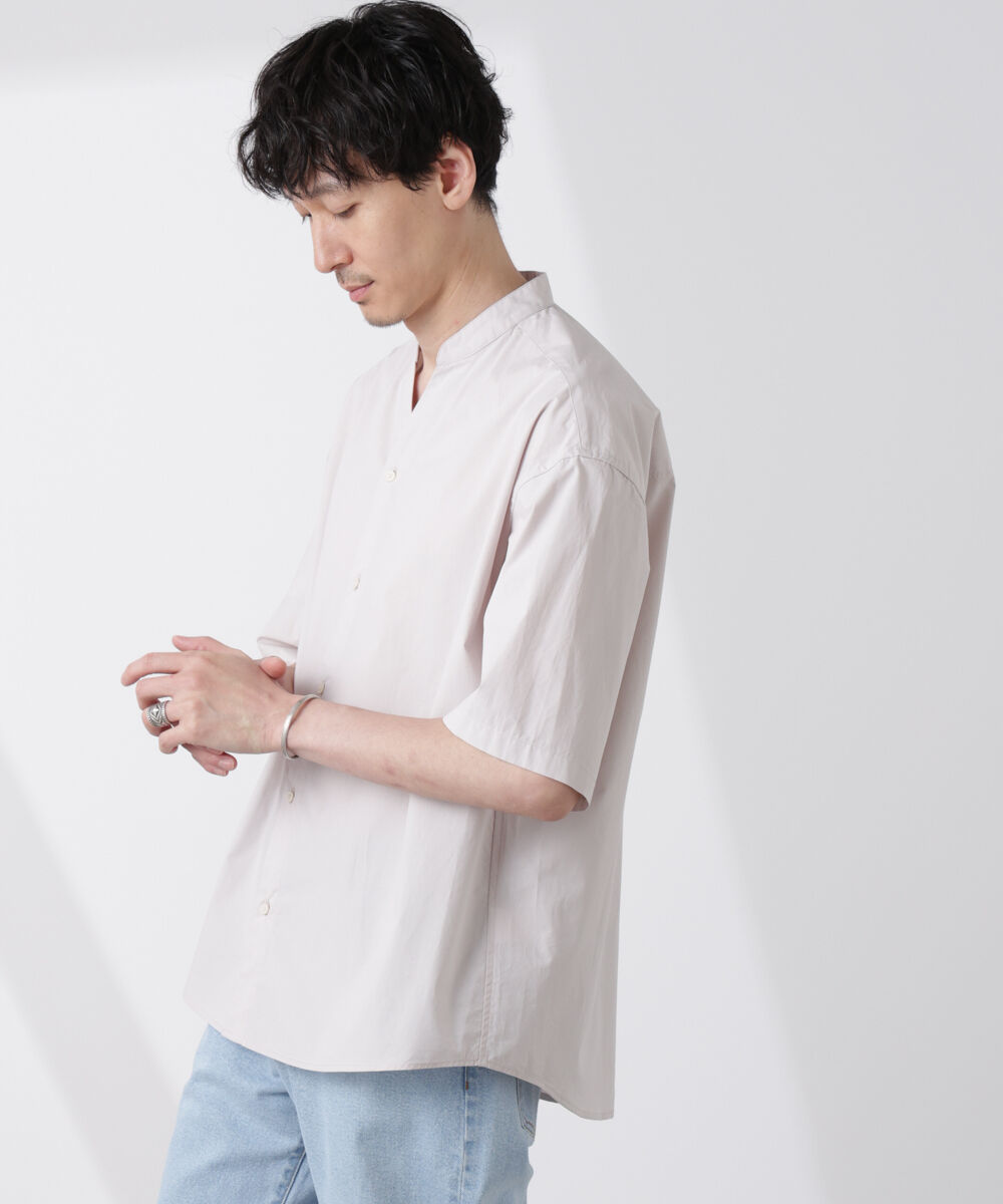 nano･universe「「大人のワイドシャツ」バンドカラー 半袖」|シャツ・ブラウス|