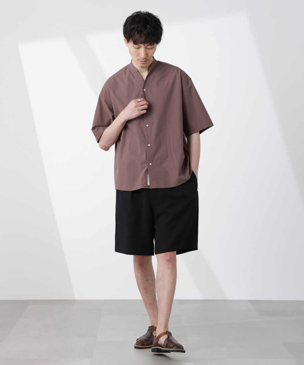 nano･universe「「大人のワイドシャツ」バンドカラー 半袖」|シャツ・ブラウス|