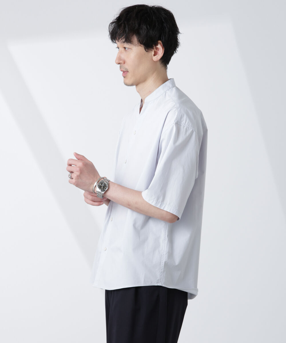nano･universe「「大人のワイドシャツ」バンドカラー 半袖」|シャツ・ブラウス|