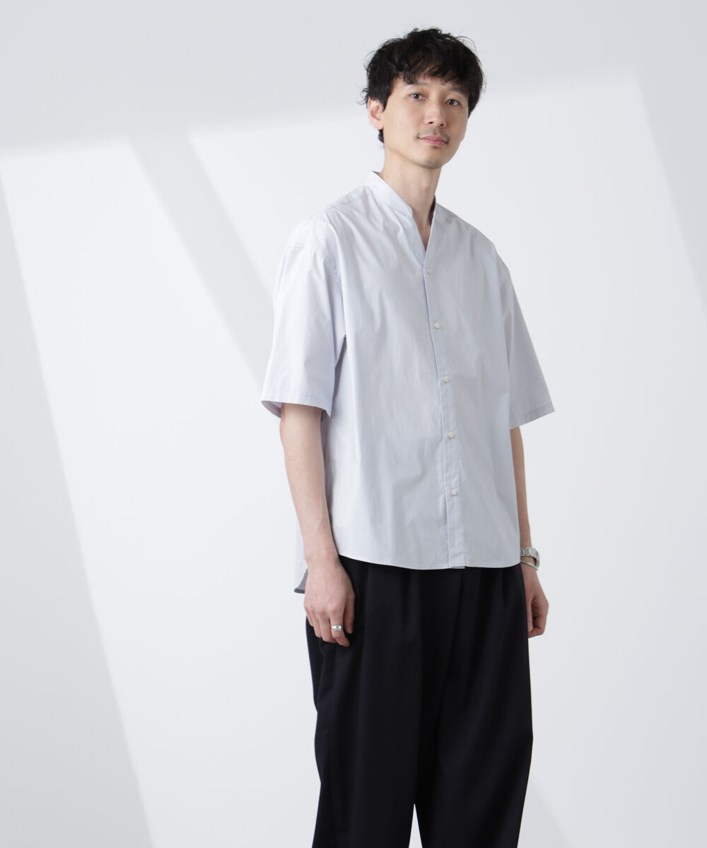 nano･universe「「大人のワイドシャツ」バンドカラー 半袖」|シャツ・ブラウス|