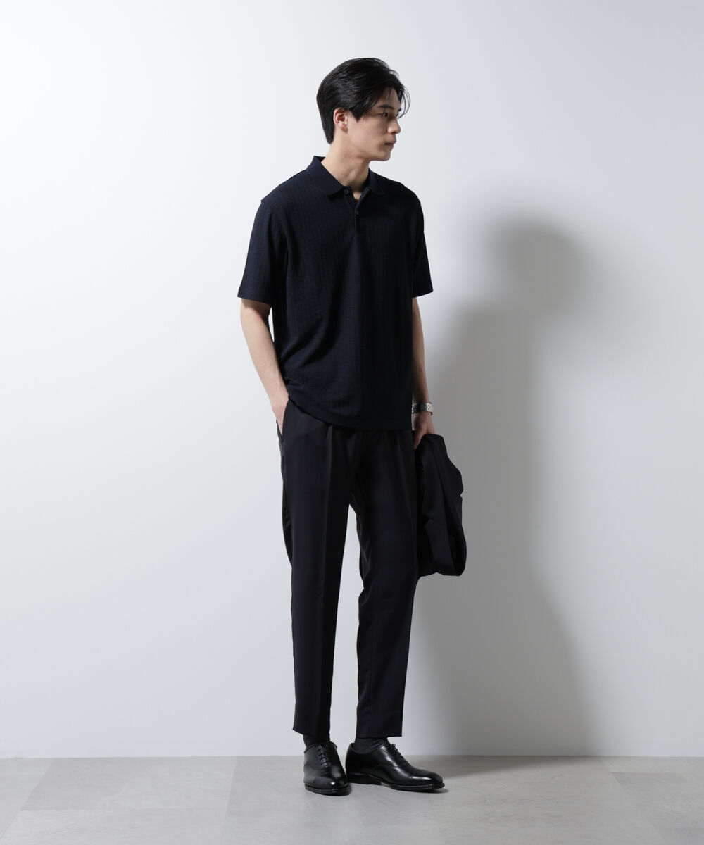 nano･universe「｢Damerino｣ヘリンボンポロシャツ/防シワ・吸水速乾・UVカット」|Tシャツ・カットソー|