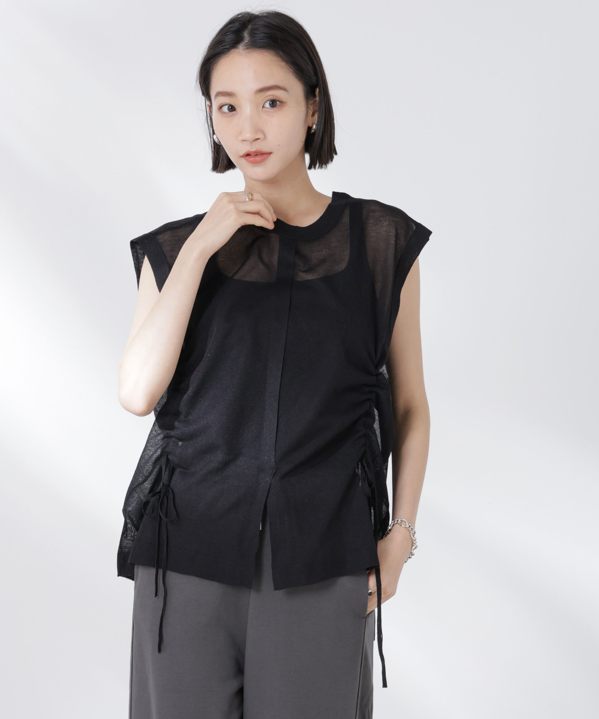 nano･universe「前後2wayドロストデザインシアーニット」|ニット・セーター|