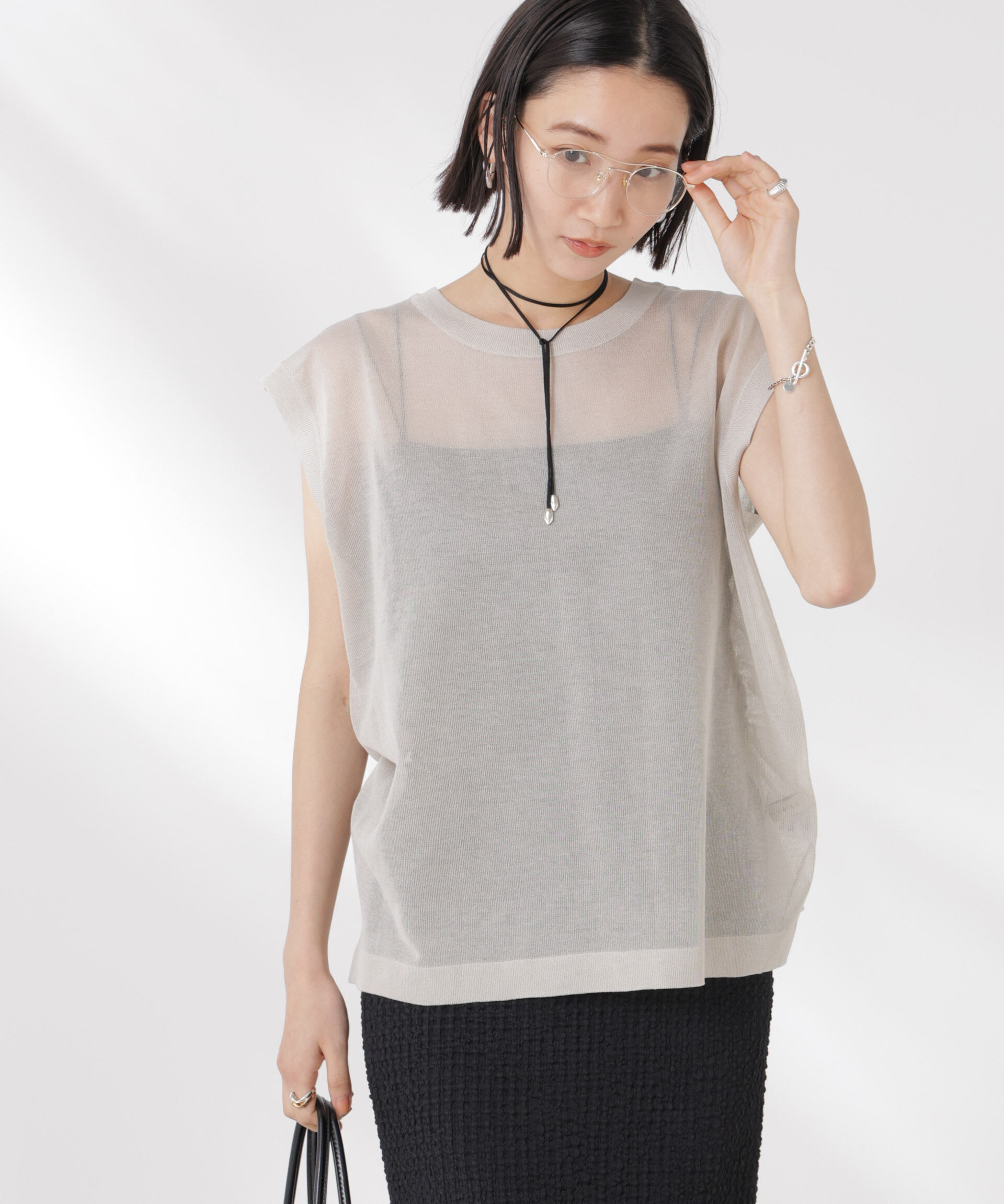 nano･universe「前後2wayドロストデザインシアーニット」|ニット・セーター|