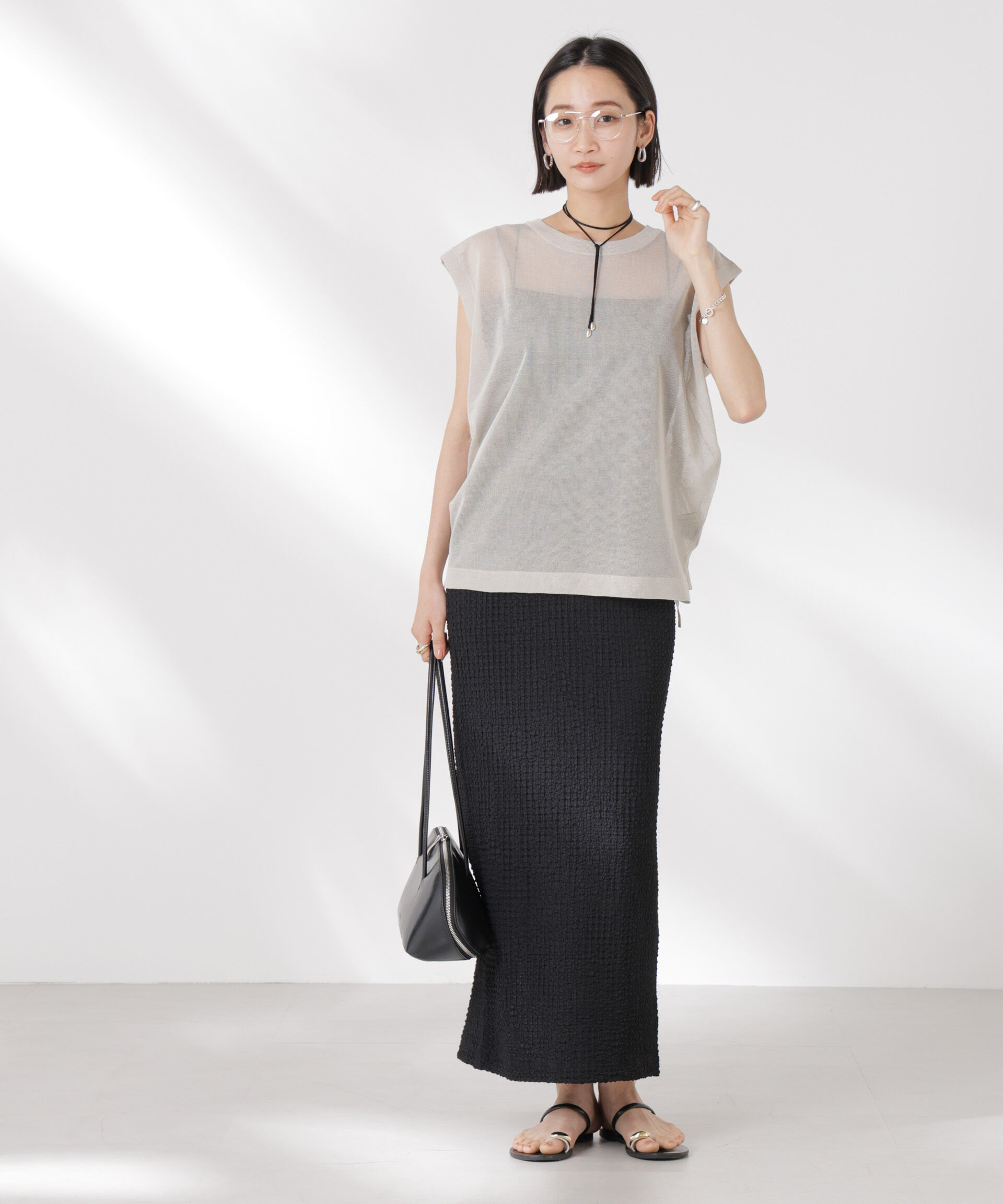 nano･universe「前後2wayドロストデザインシアーニット」|ニット・セーター|