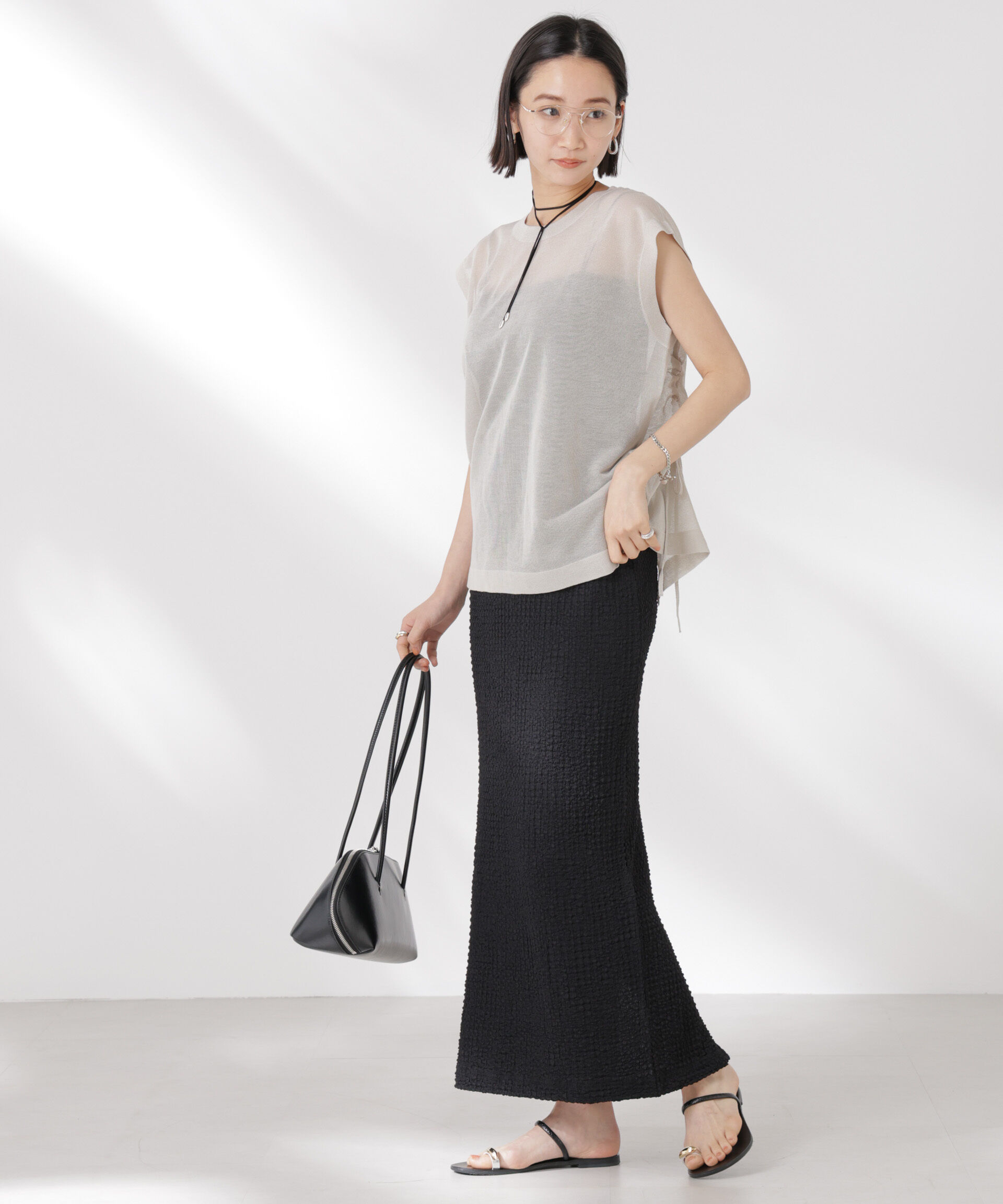 nano･universe「前後2wayドロストデザインシアーニット」|ニット・セーター|