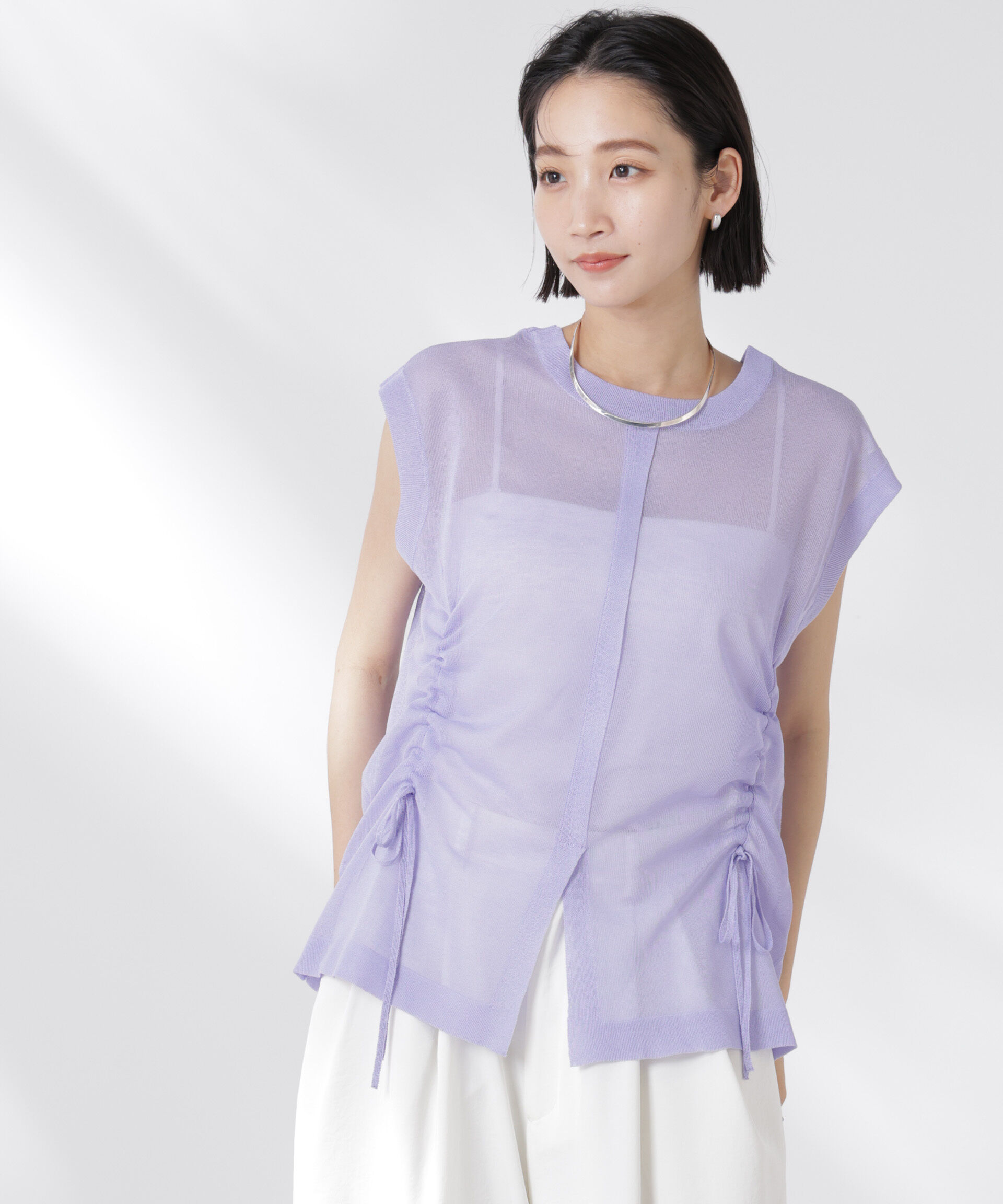 nano･universe「前後2wayドロストデザインシアーニット」|ニット・セーター|パープル