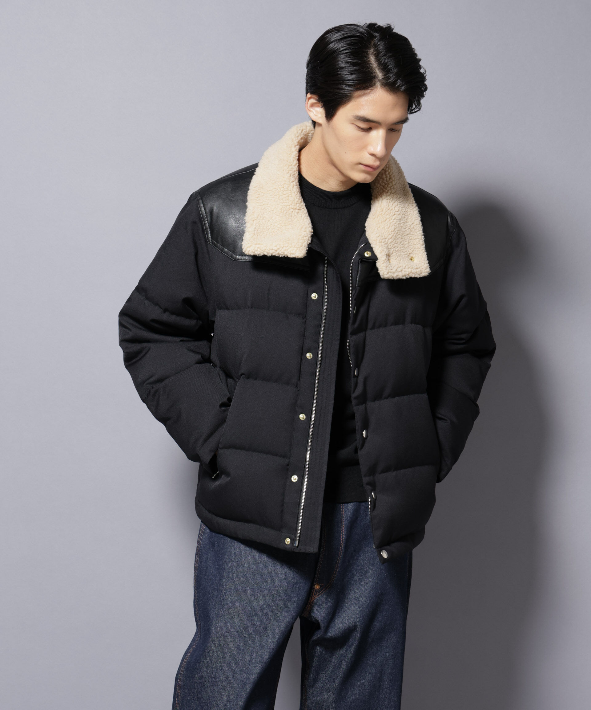 nano･universe「「西川ダウン(R)」ボアカラーサージショートダウン」|ダウン|