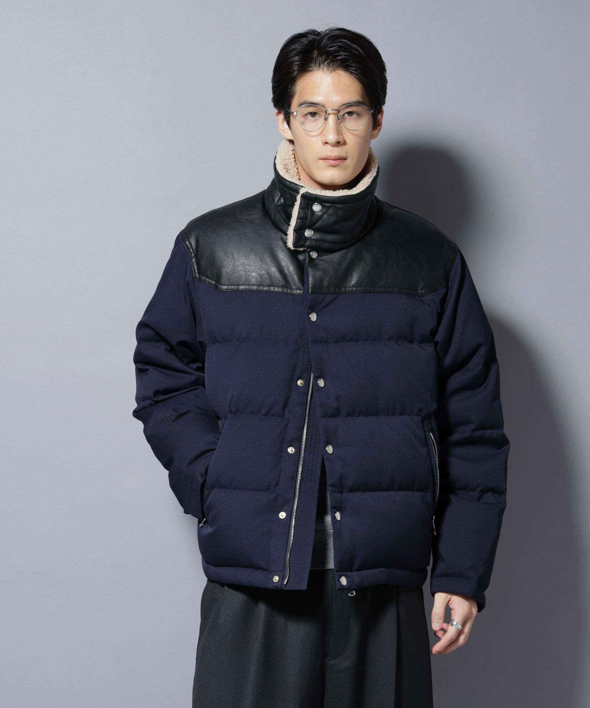 nano･universe「「西川ダウン(R)」ボアカラーサージショートダウン」|ダウン|