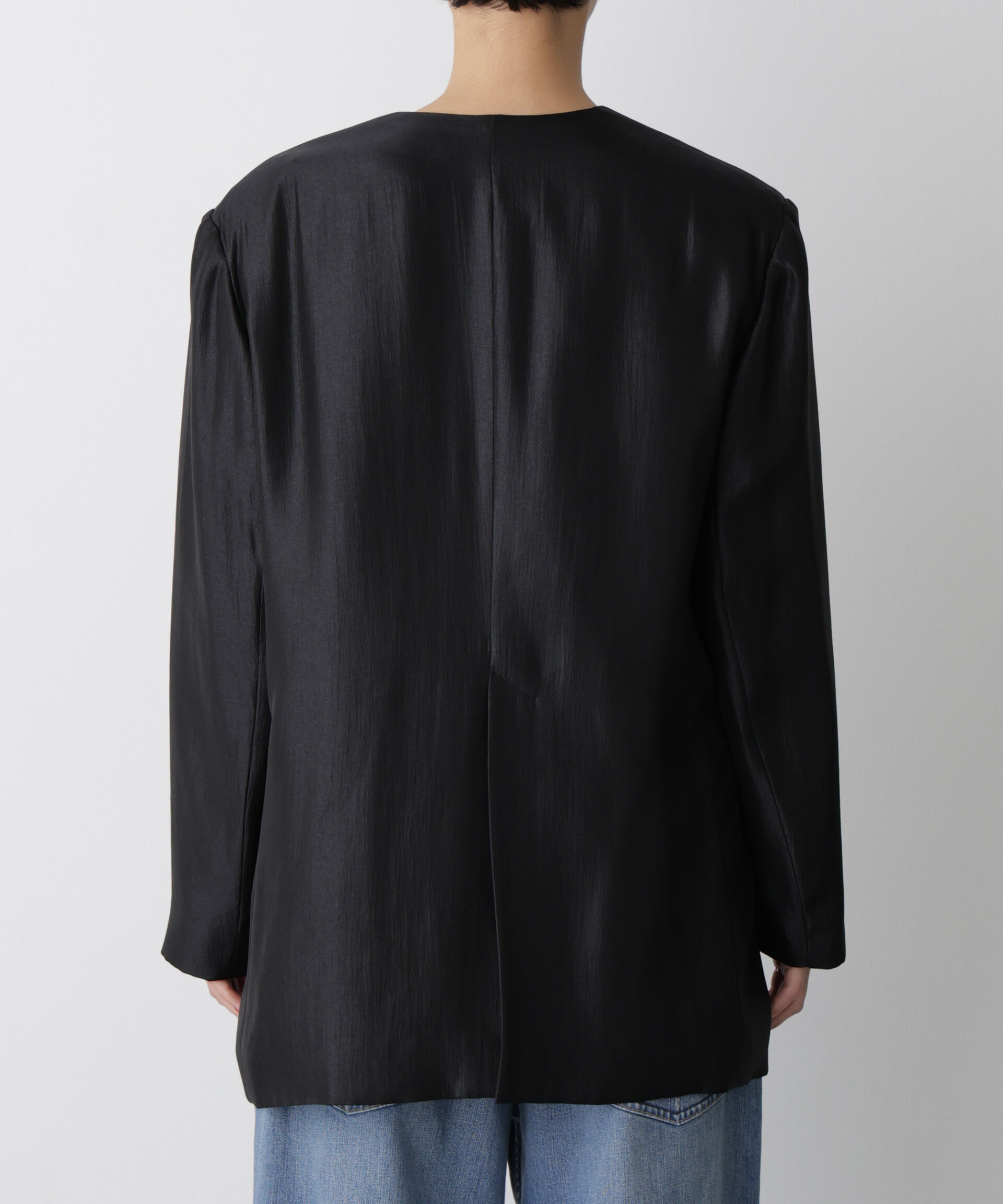 nano･universe「「STEVELOUR」サテンノーカラージャケット(セットアップ可)」|テーラードジャケット|