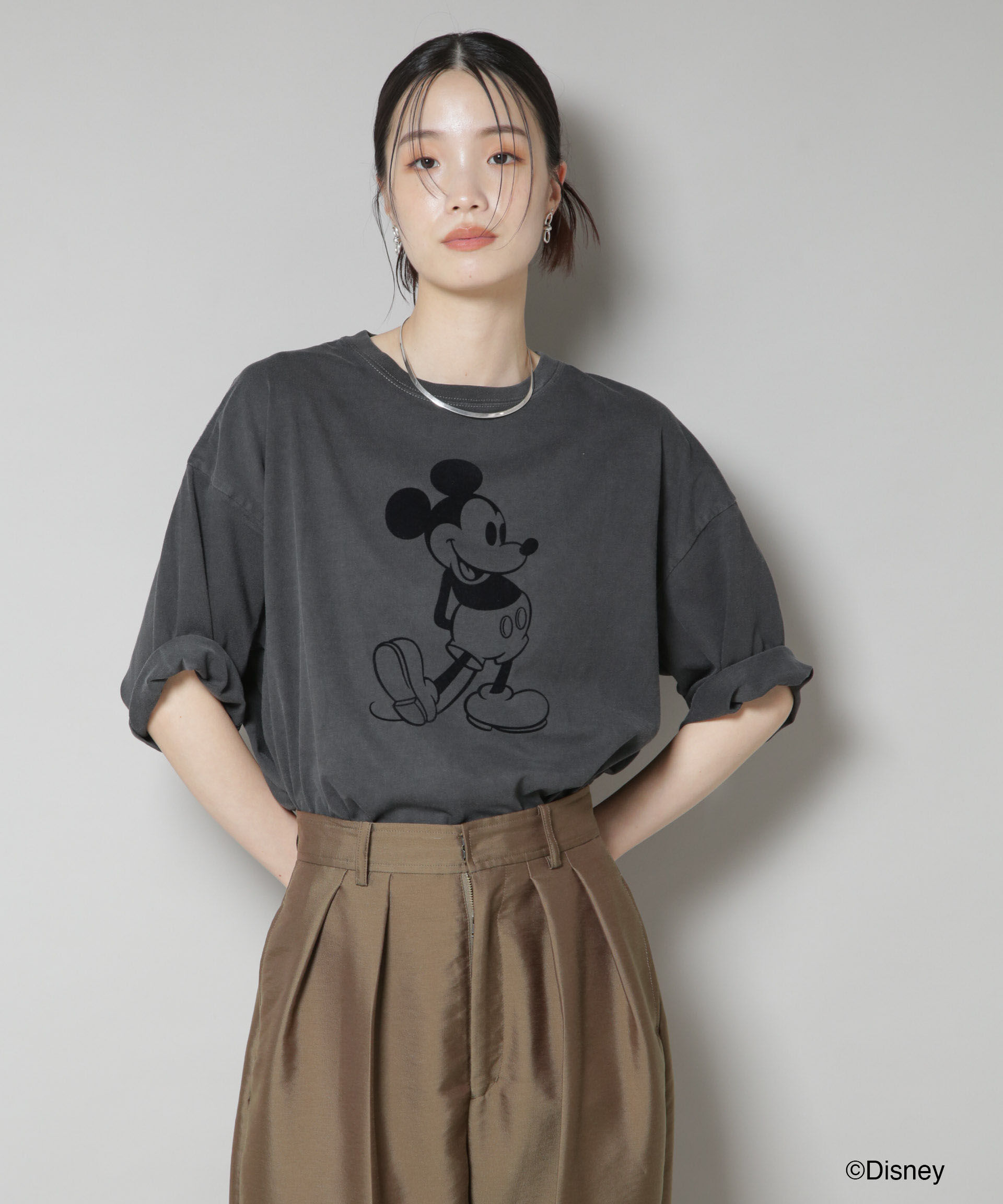 nano･universe「GOOD ROCK SPEED/ MICKEY MOUSE /Tshirts Chacoal」|シャツ・ブラウス|