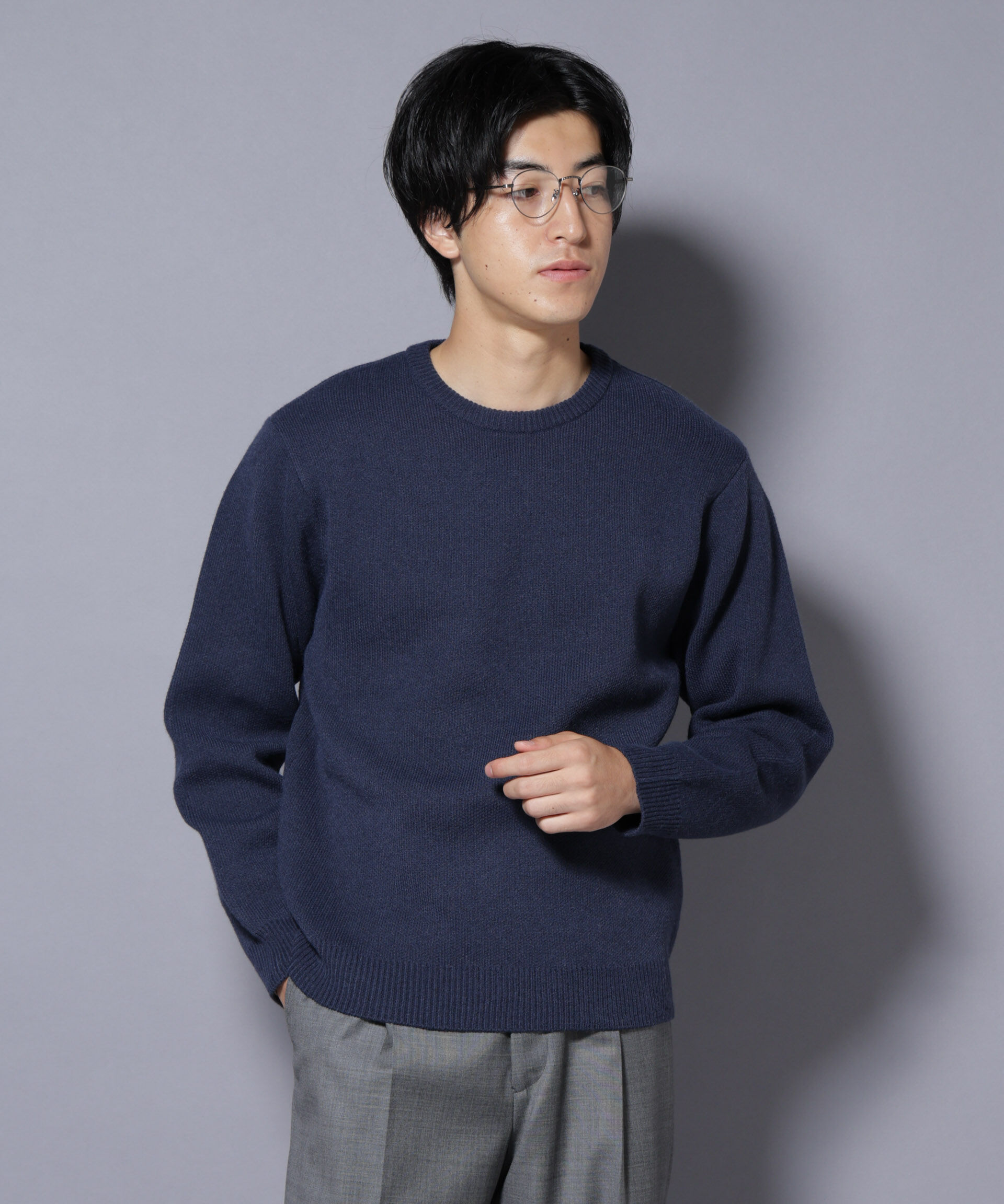 nano･universe「PBTストレッチクルーネックニット」|ニット・セーター|