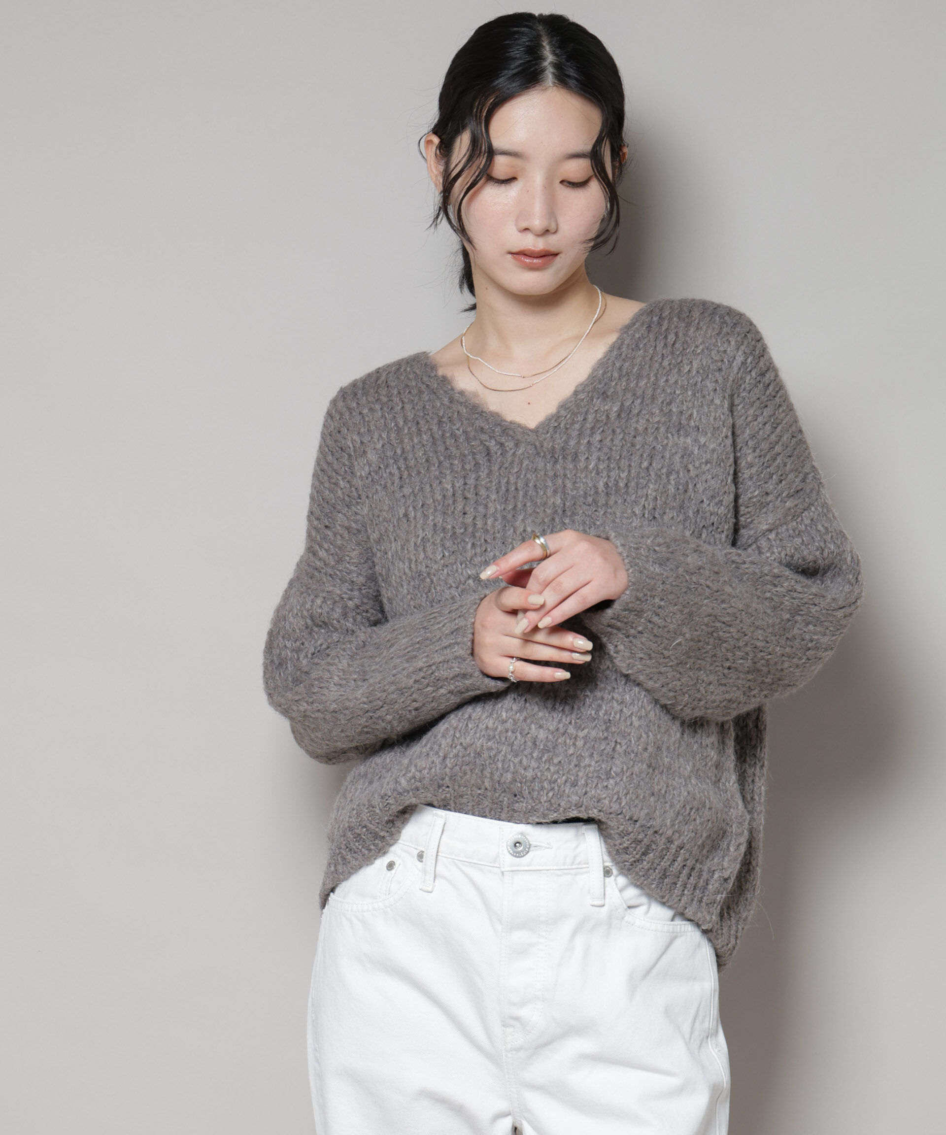nano･universe「TRICOTS JEAN MARC/Vネックプルオーバー」|ニット・セーター|グレーベージ 2