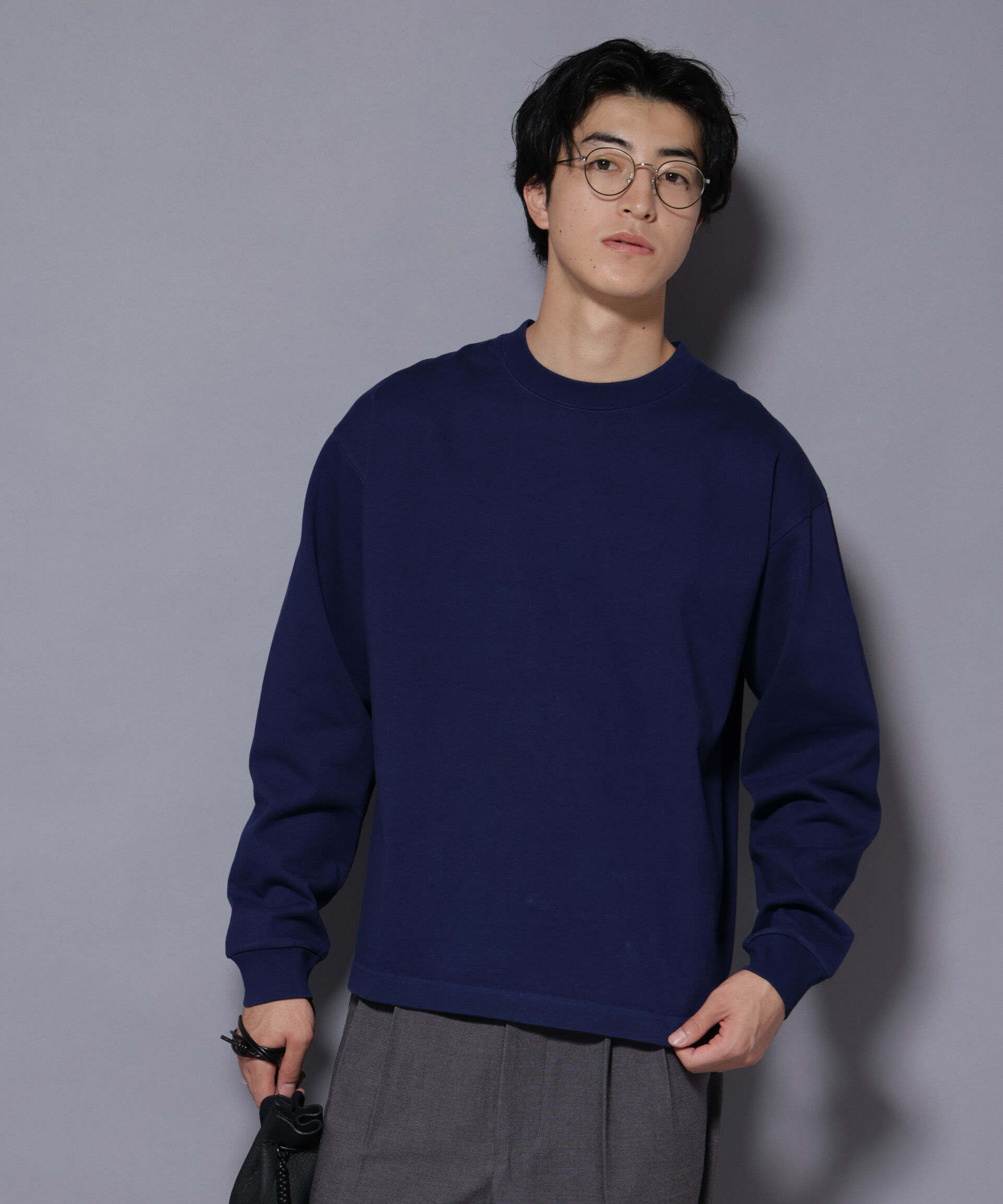 nano･universe「ヘビーオンスワイドプルオーバー 長袖」|Tシャツ・カットソー|ネイビー