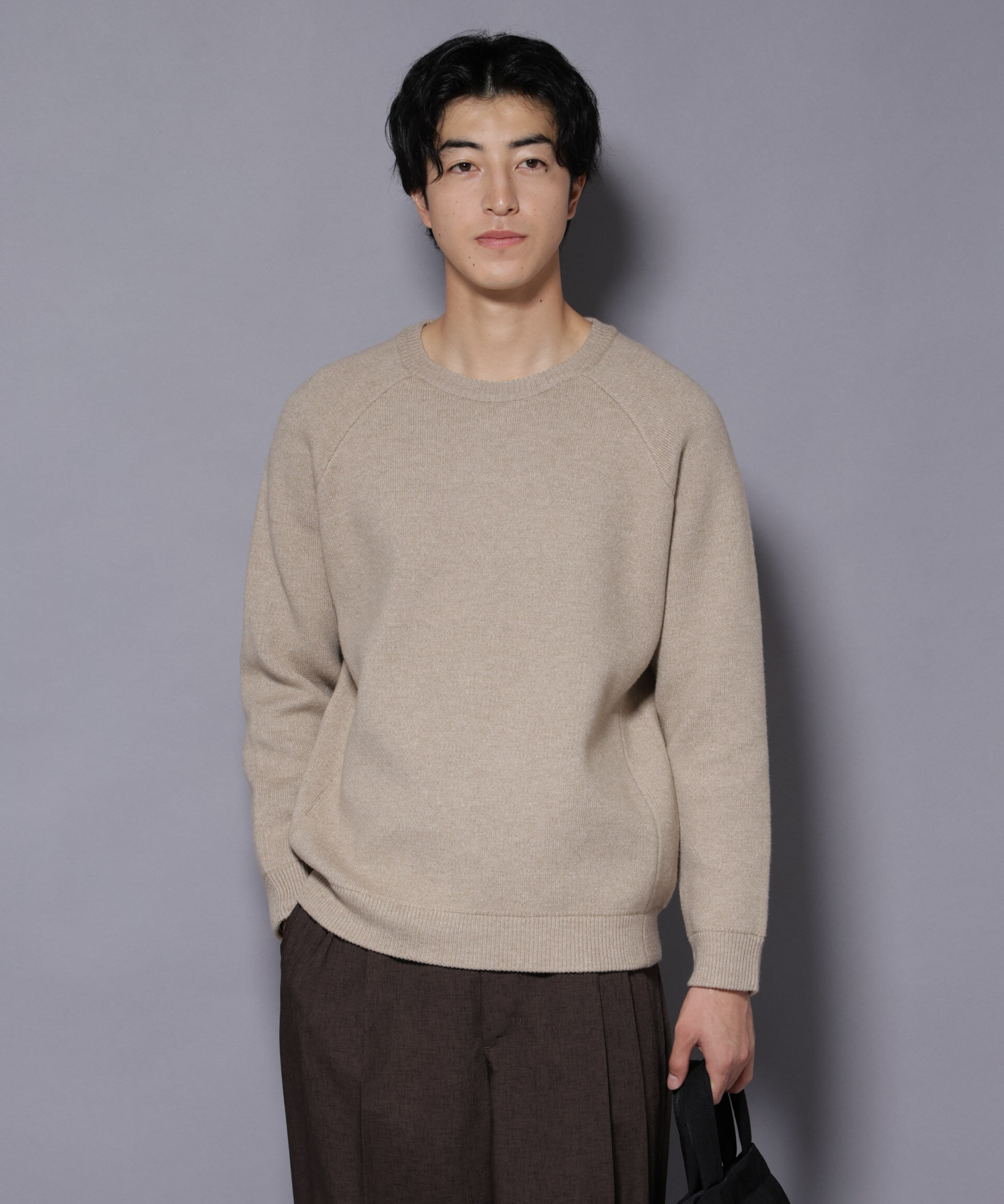 nano･universe「ウォッシャブル ダブルフェイスニット」|ニット・セーター|ライトベージ 1