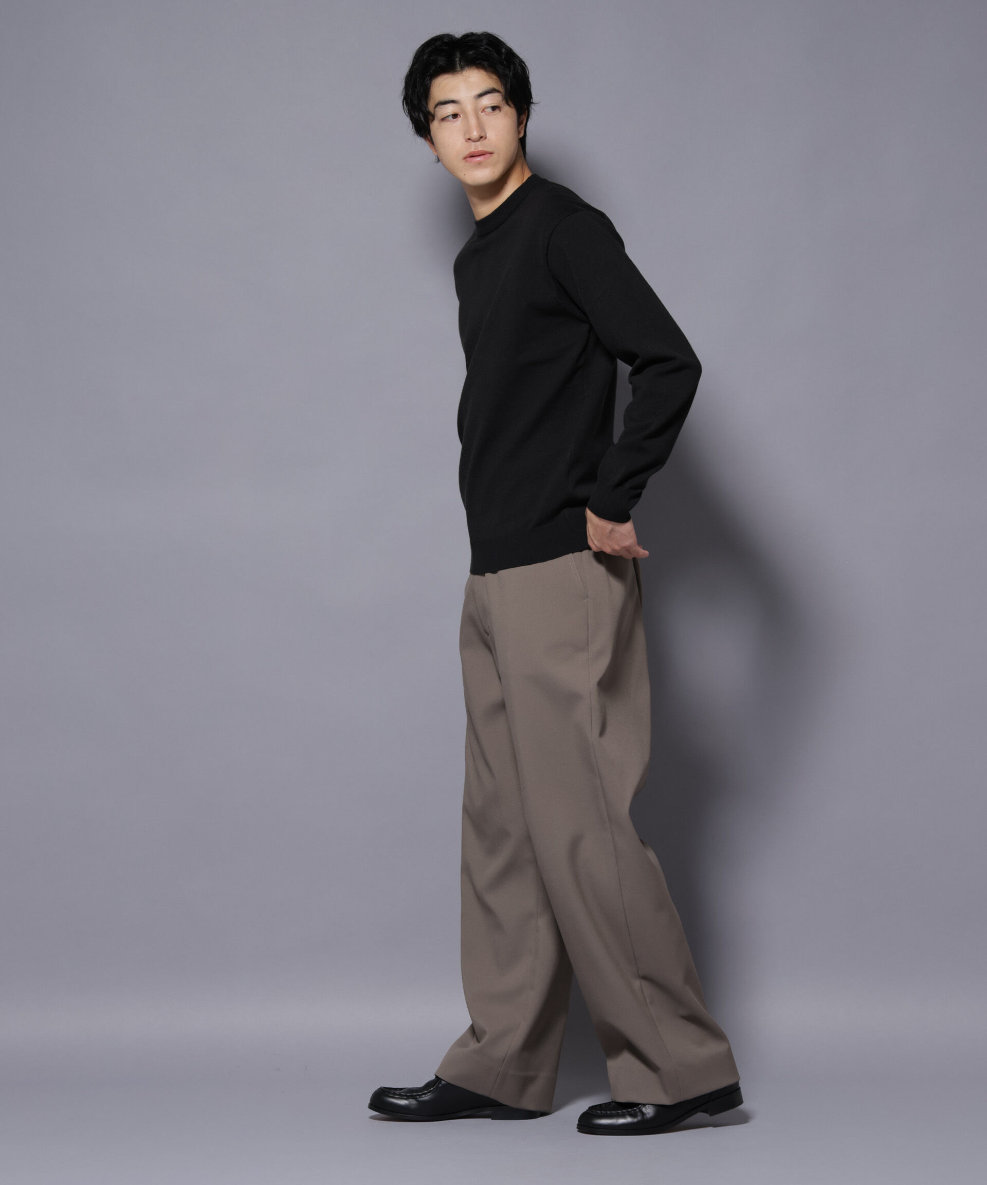 nano･universe「ダブルフェイスストレッチモックネックニット」|ニット・セーター|