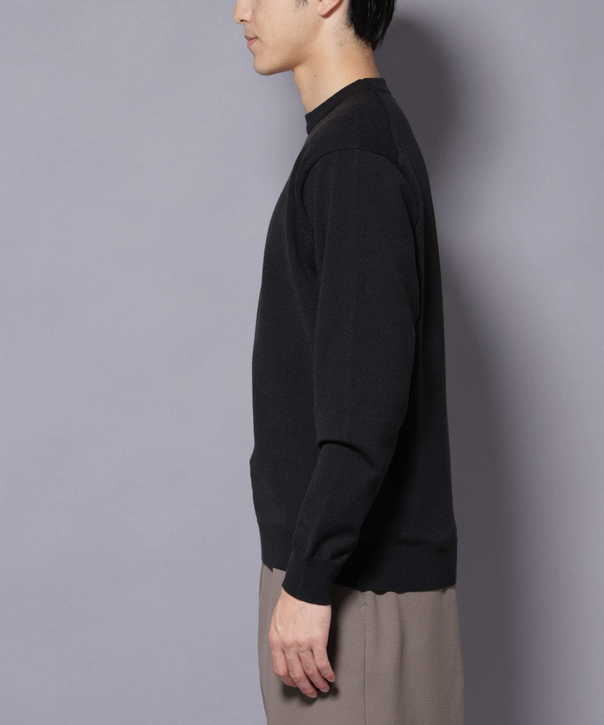 nano･universe「ダブルフェイスストレッチモックネックニット」|ニット・セーター|