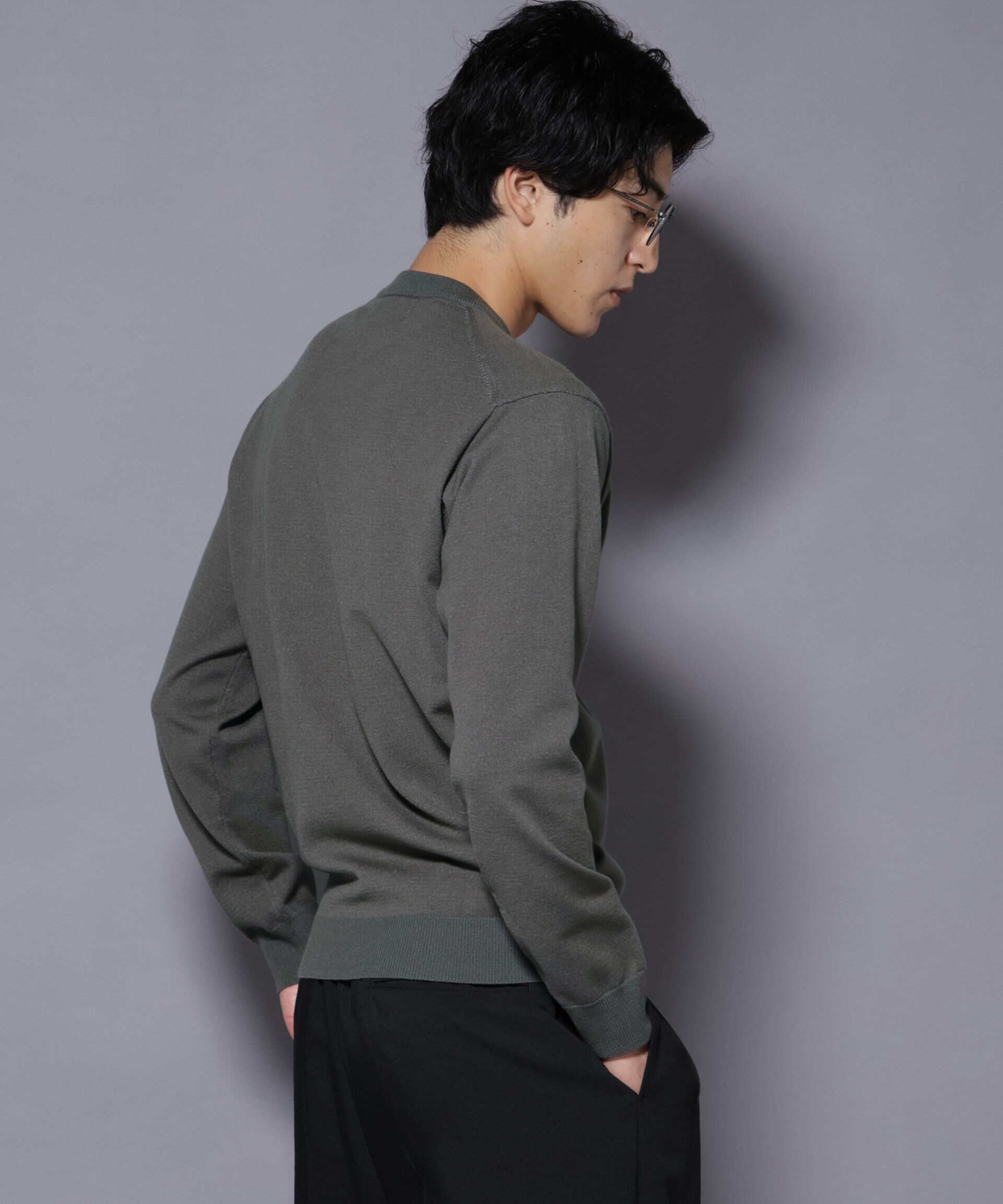 nano･universe「ダブルフェイスストレッチモックネックニット」|ニット・セーター|