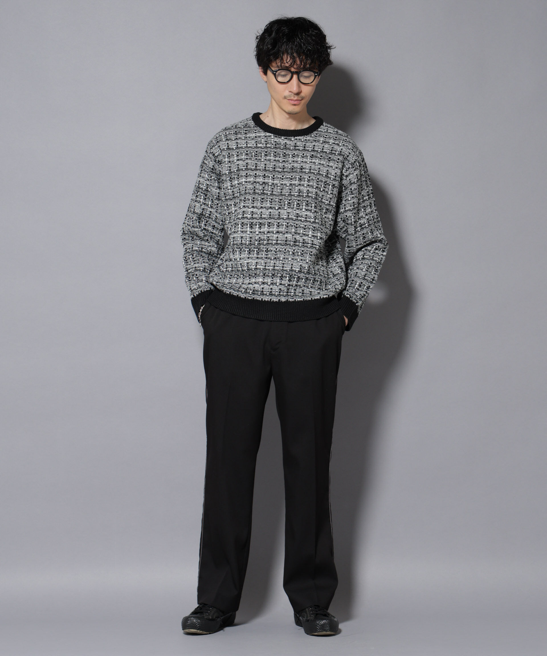 nano･universe「ツイードジャガードニット」|ニット・セーター|