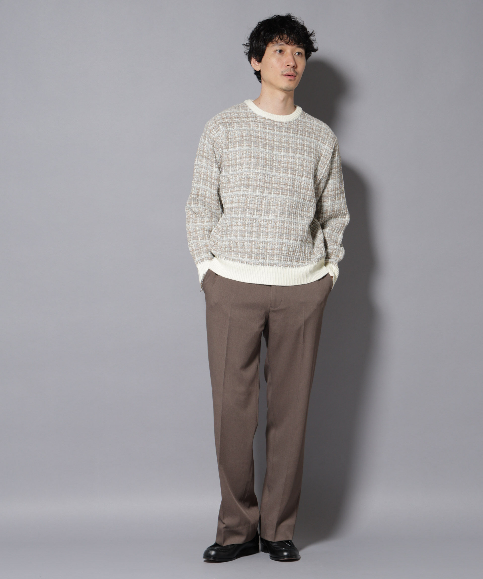 nano･universe「ツイードジャガードニット」|ニット・セーター|