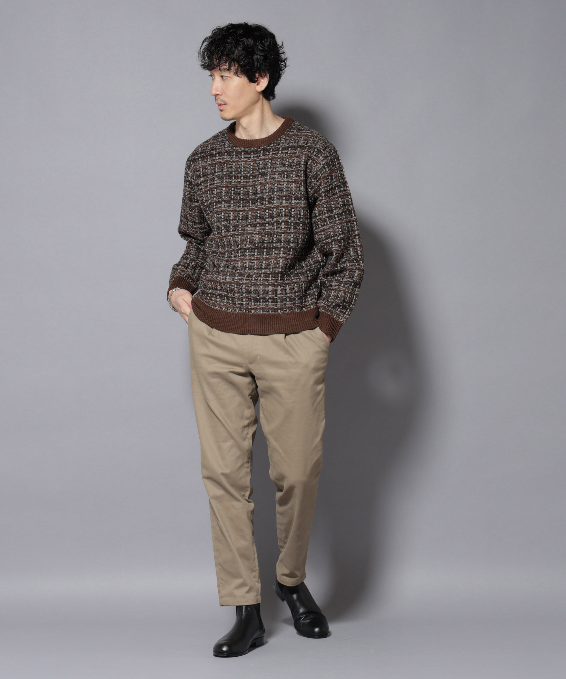 nano･universe「ツイードジャガードニット」|ニット・セーター|