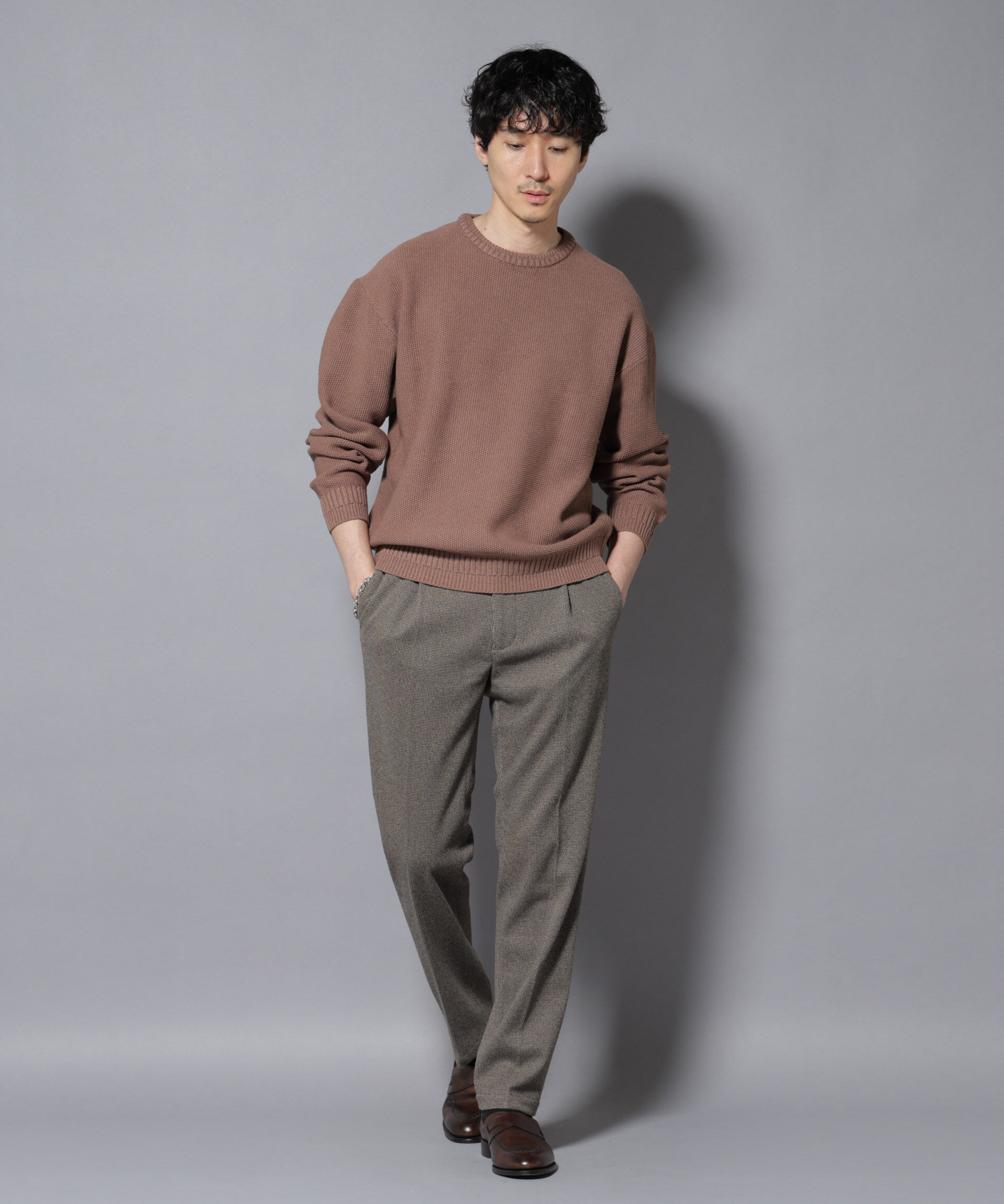 nano･universe「コットンMIXバルキーカノコクルーネックニット」|ニット・セーター|