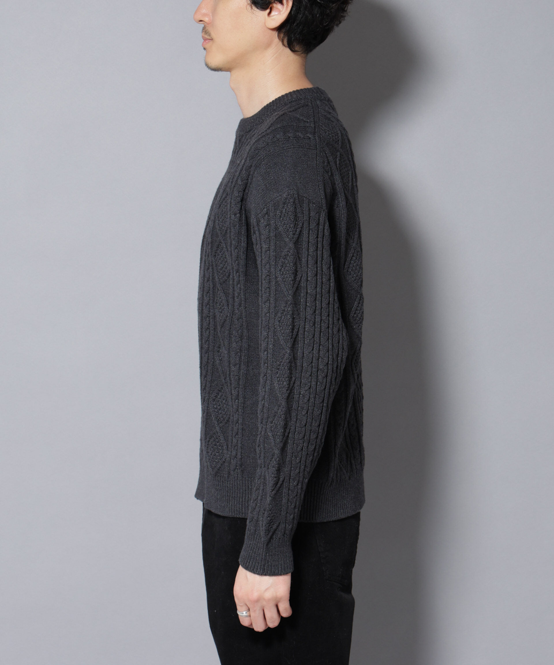 nano･universe「コットンMIXバルキーケーブルニット」|ニット・セーター|