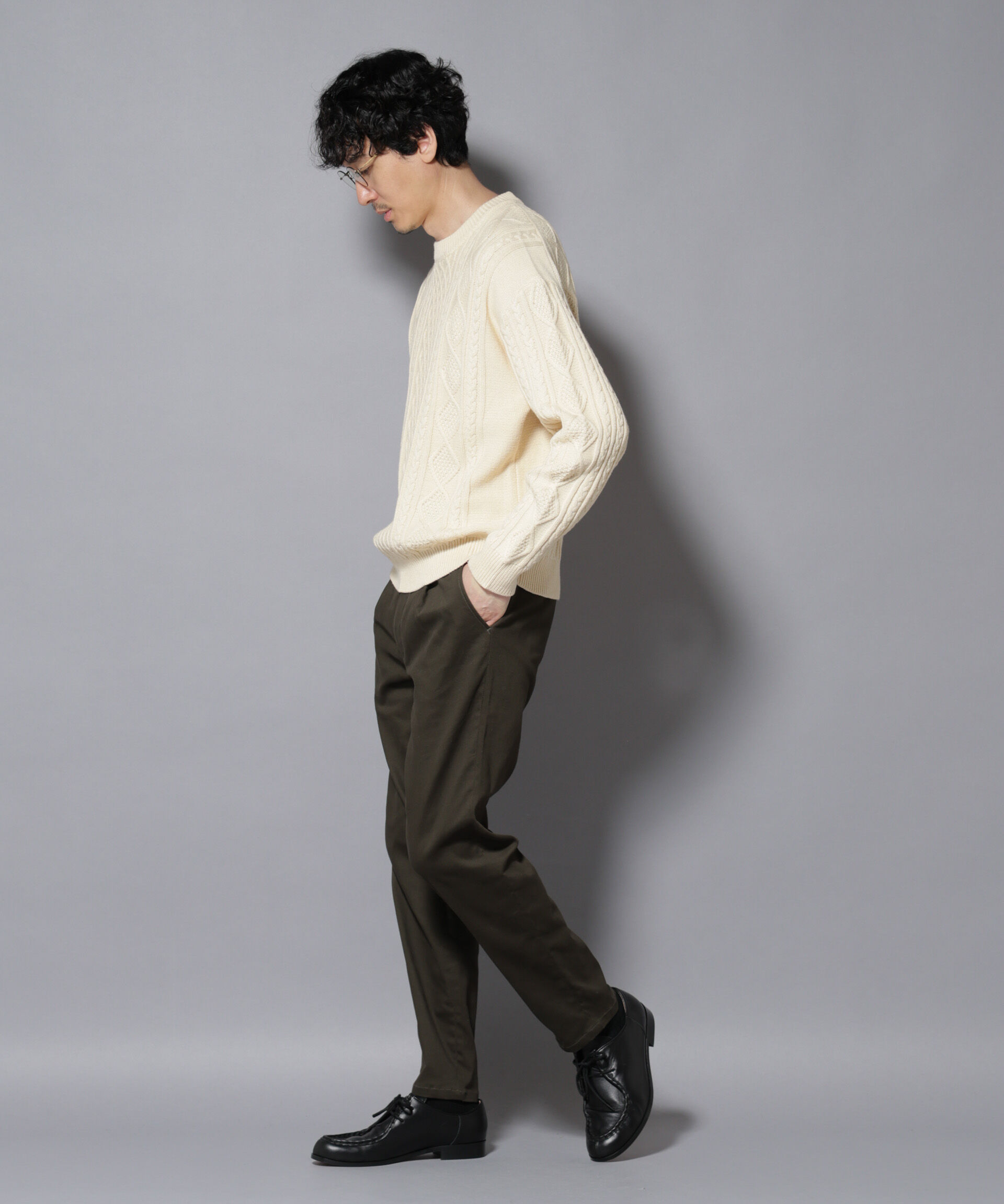 nano･universe「コットンMIXバルキーケーブルニット」|ニット・セーター|