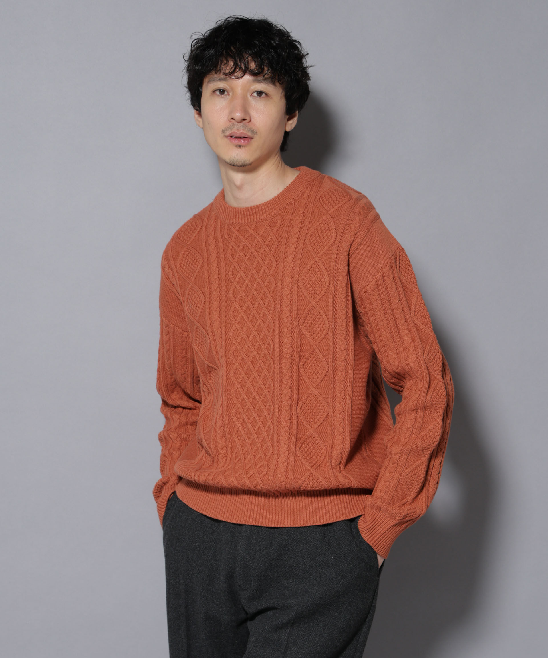 nano･universe「コットンMIXバルキーケーブルニット」|ニット・セーター|テラコッタ6